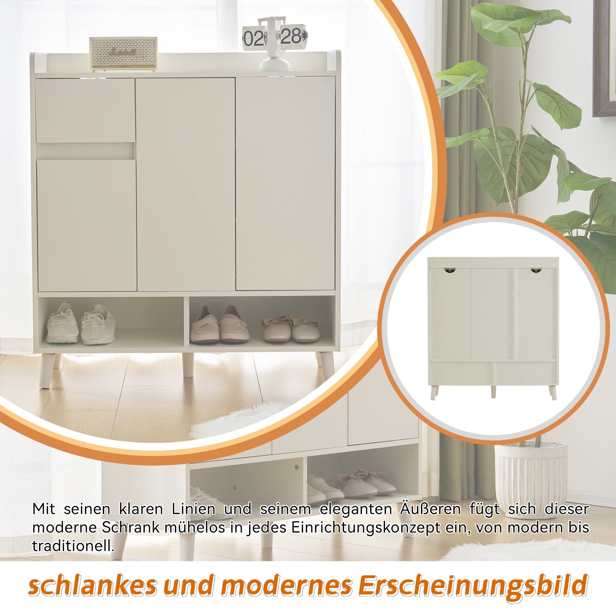 Logidon White Shoe Cabinet Chest of Drawers Adjustable Shelves 90x99x35 cm