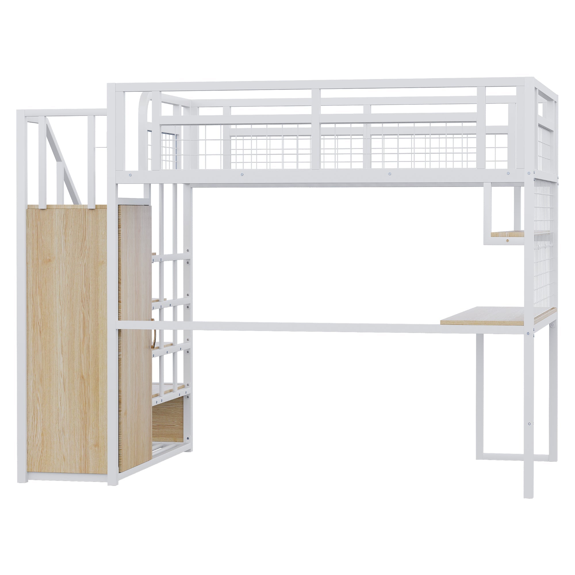 Logidon metalen hoogslaper 140x200 cm wit met opbergladder