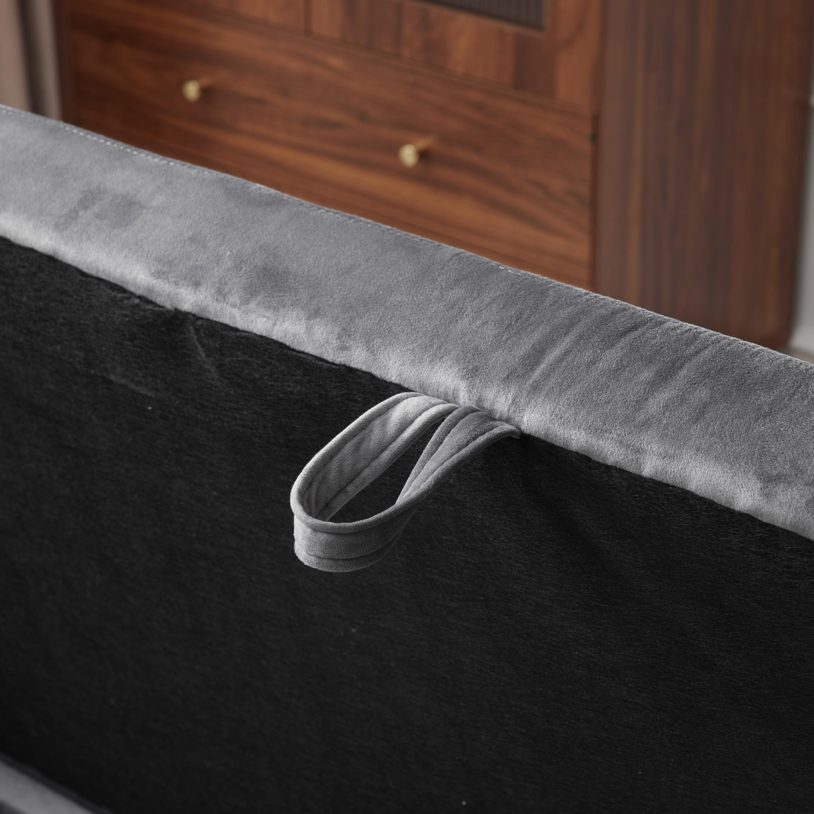 Logidon chaise longue bank grijs fluweel met opbergspijkerkop