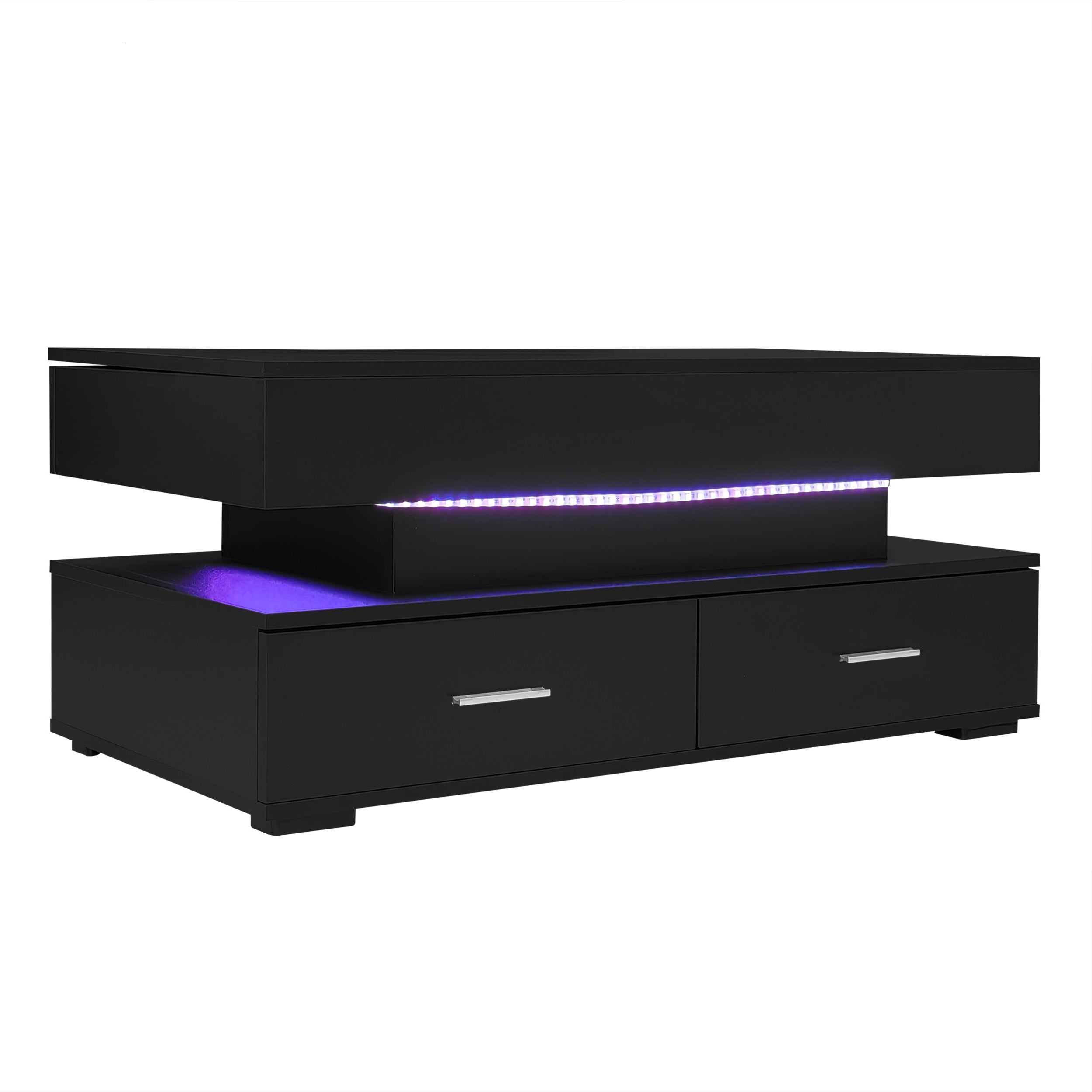 Logidon Verstelbare Salontafel 100x50x44 cm Zwart LED Verlichting