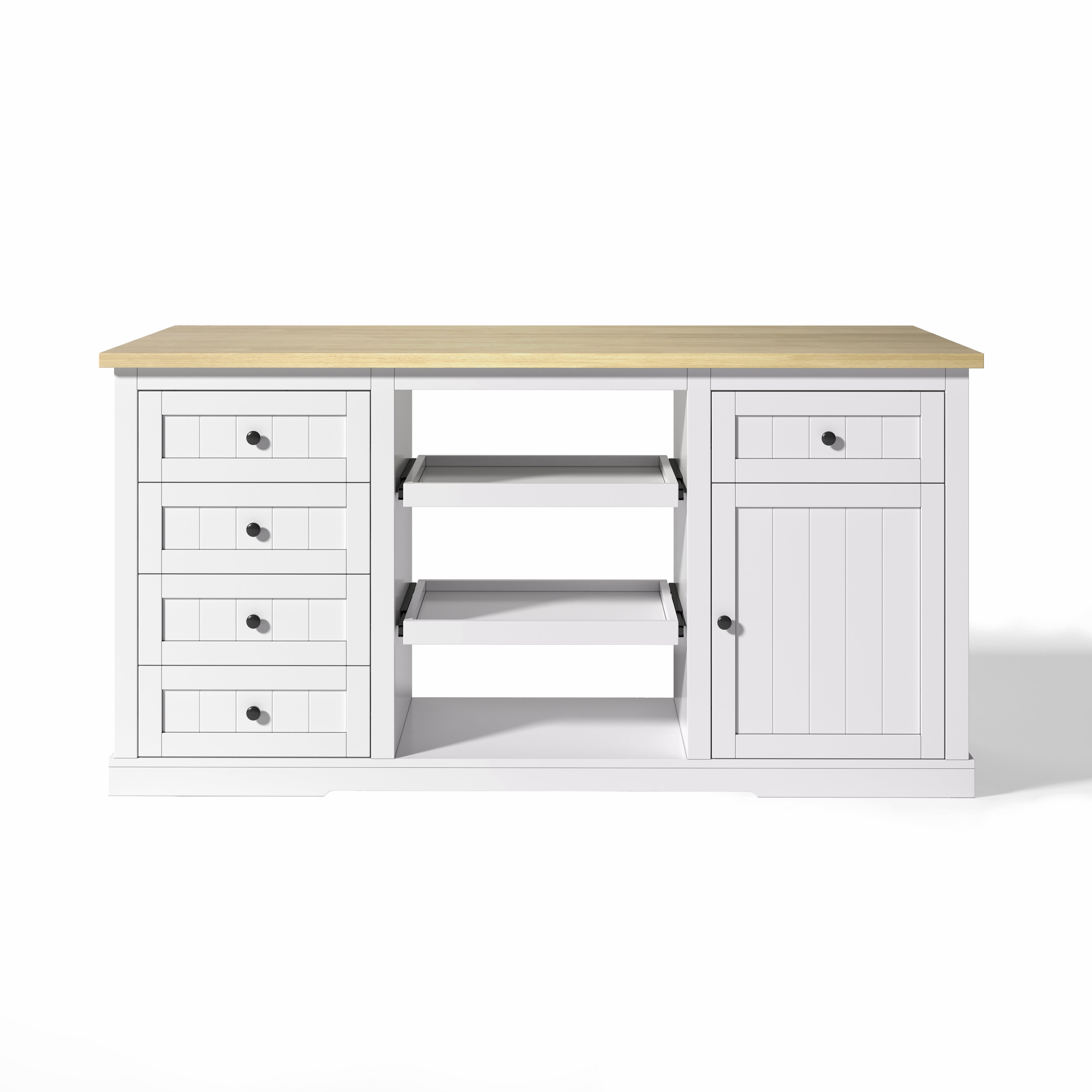 Logidon dressoir keukeneiland wit houten blad 5 laden 150x65x75 cm