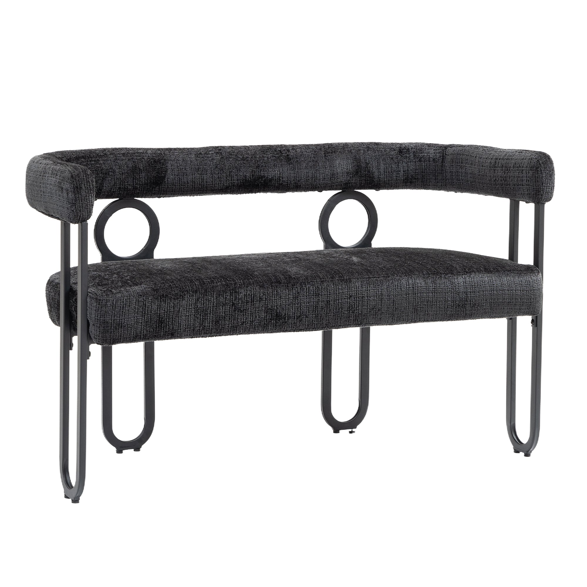 Logidon tweepersoonsslaapbank met ronde rug, zwart chenille