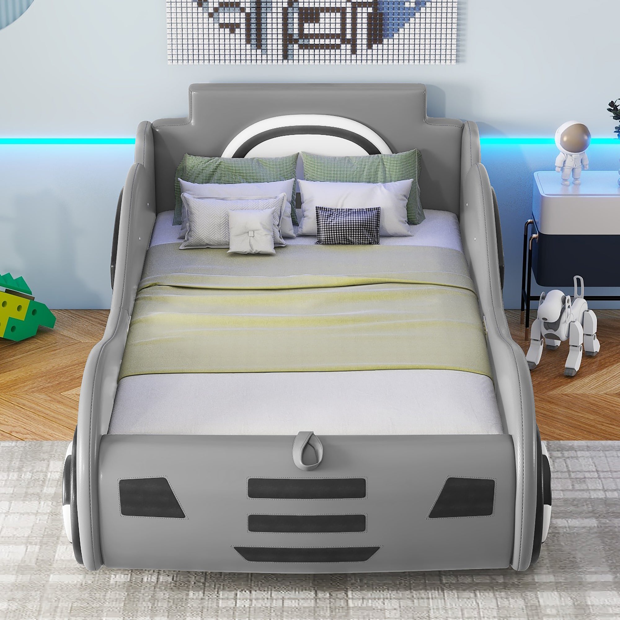 Logidon autobed 90x200 cm grijs met opbergruimte onder het bed