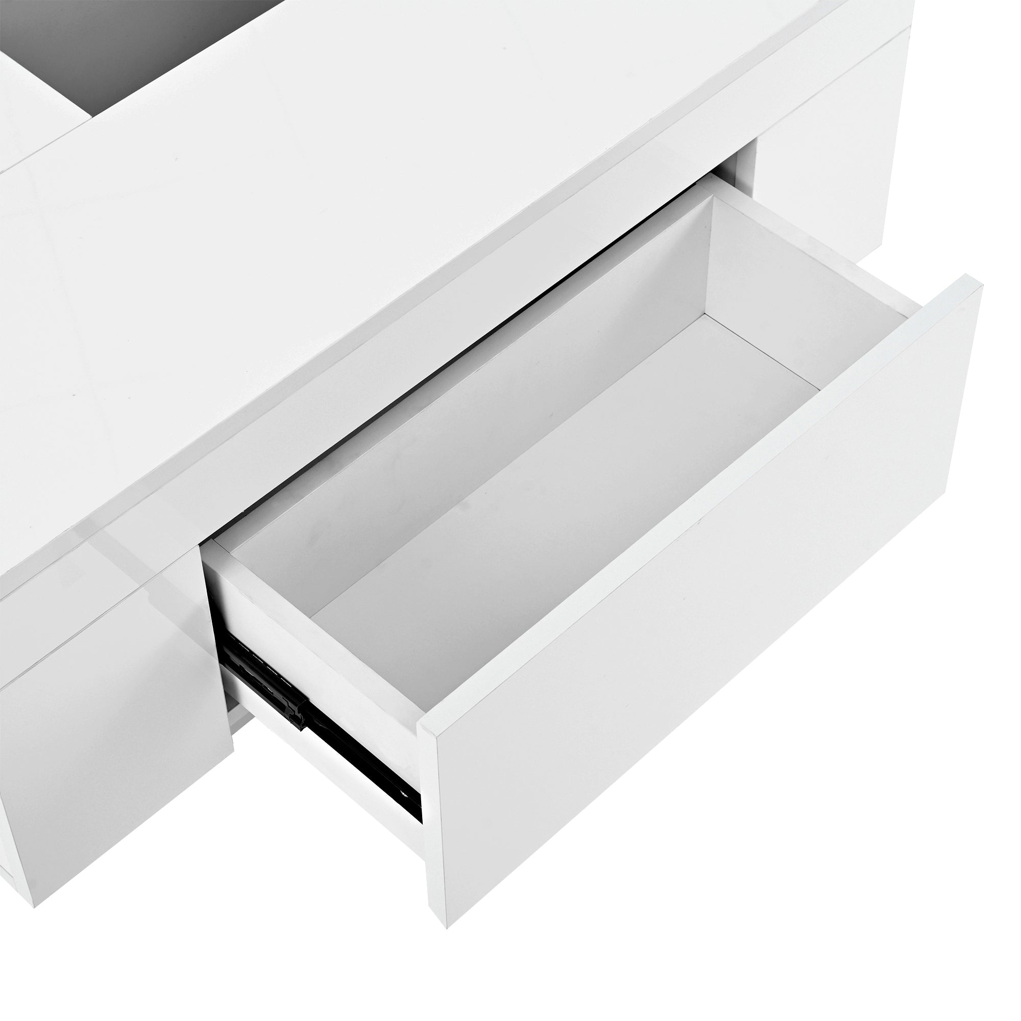 Logidon hoogglans salontafel met LED verlichting uitschuifbaar 80x50 wit