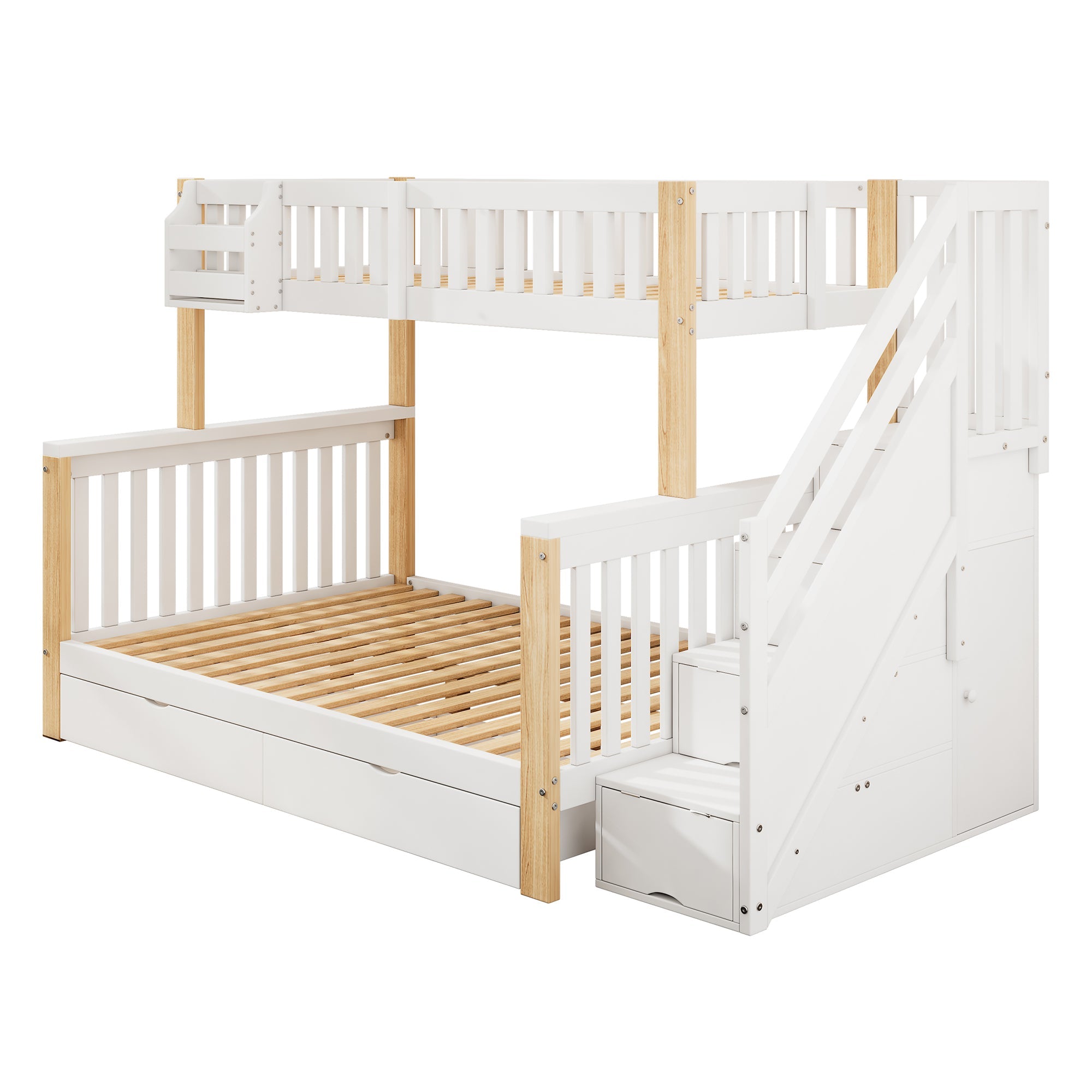 Logidon kinderstapelbed tweepersoonsbed met opbergruimte 140x200 wit naturel