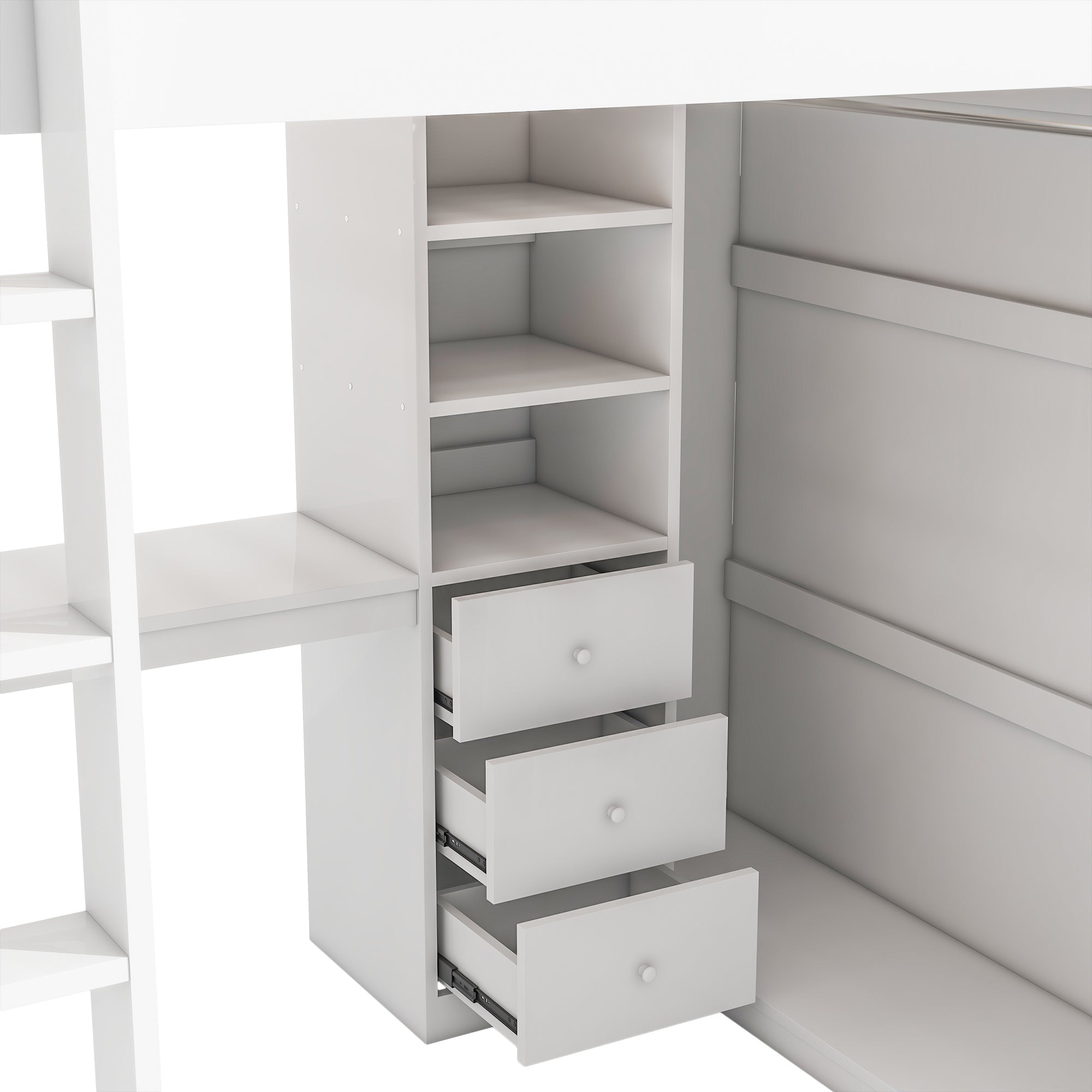 Logidon hoogslaper 140x200 wit met bureau kledingkast trap