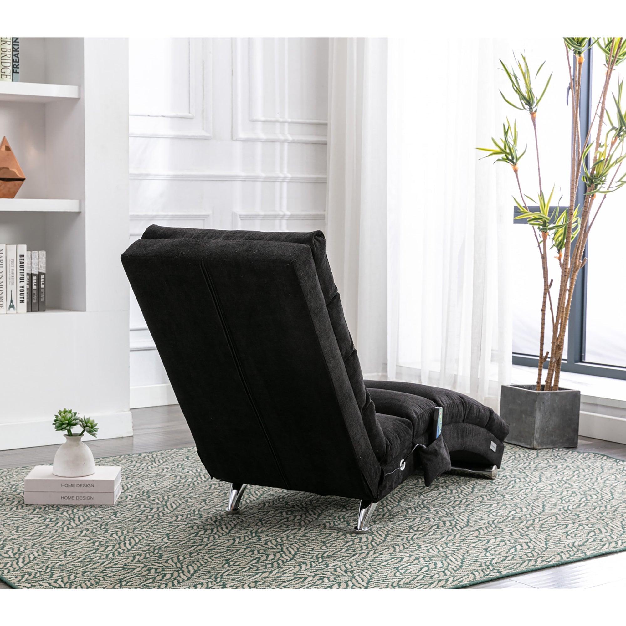 Logidon Elektrische Massage Chaise Longue Zwart met Afstandsbediening