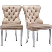 Logidon Luxe Dining Chairs Set 2 Upholstered Velvet Beige
