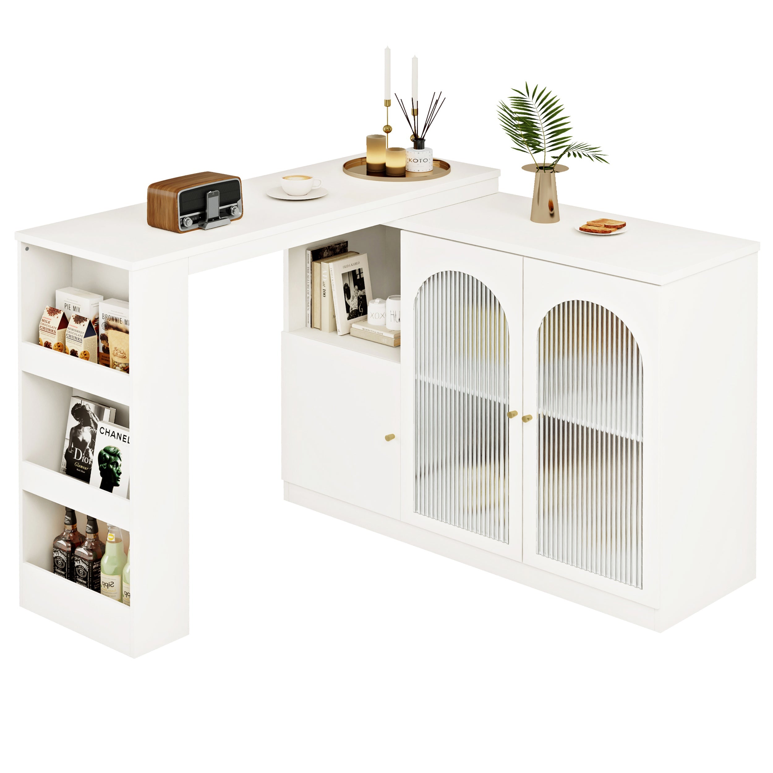 Logidon 360 graden draaibare bartafel 120x40x97 cm wit
