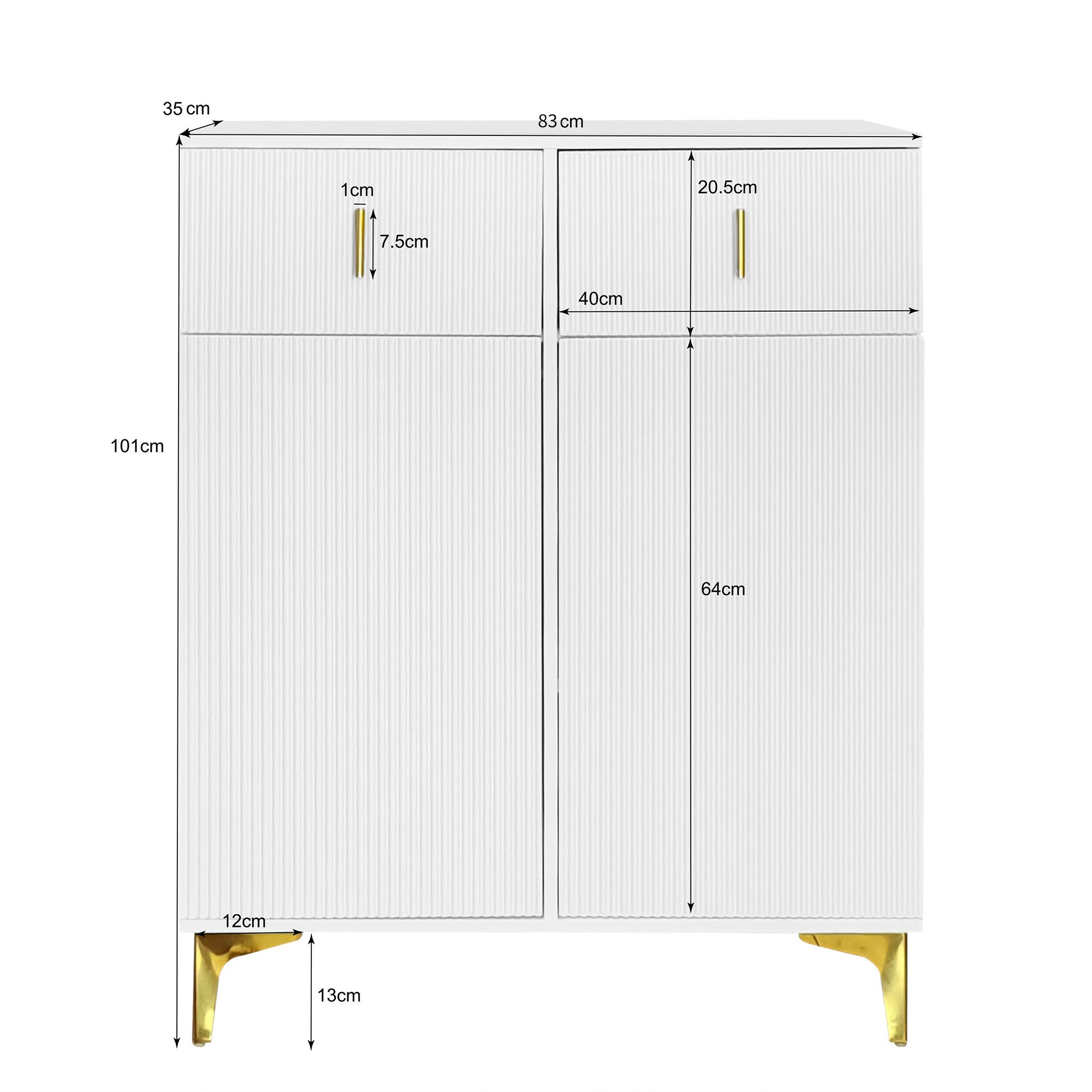 Logidon Dressoir Wit Met Structuurpaneel En Verstelbare Planken