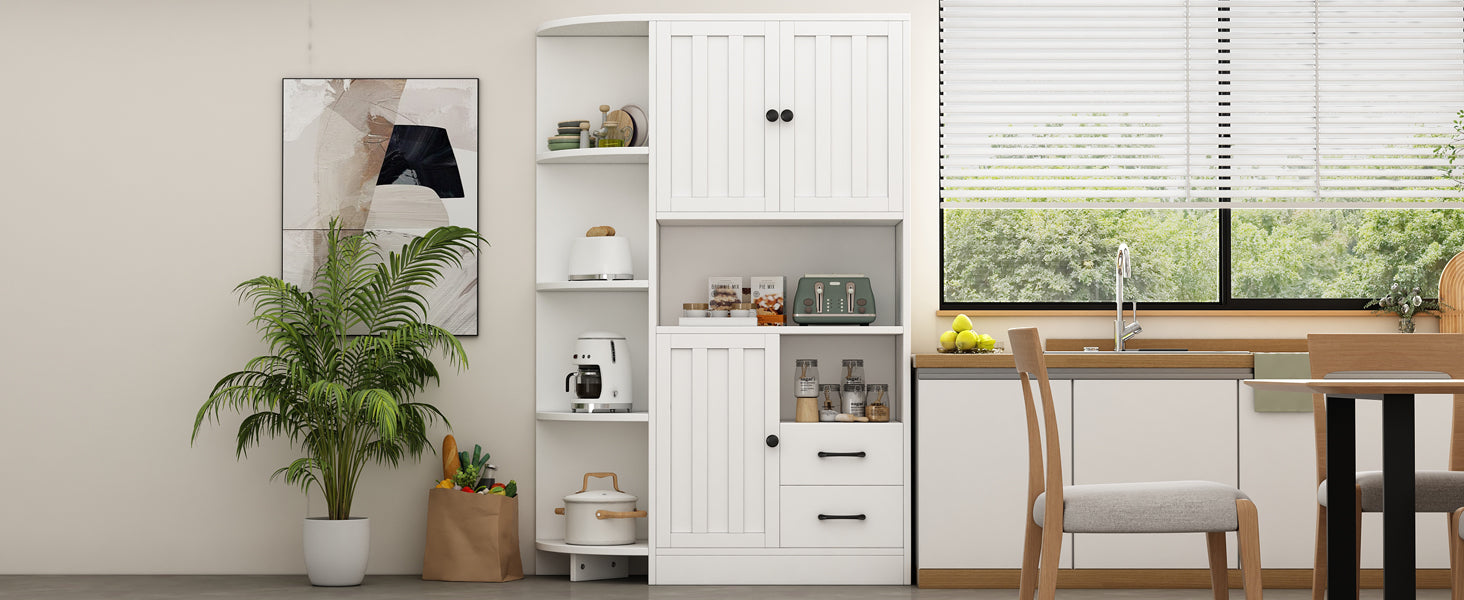 Logidon corner cabinet white 104x35x155 cm display cabinet 3 doors 2 drawers