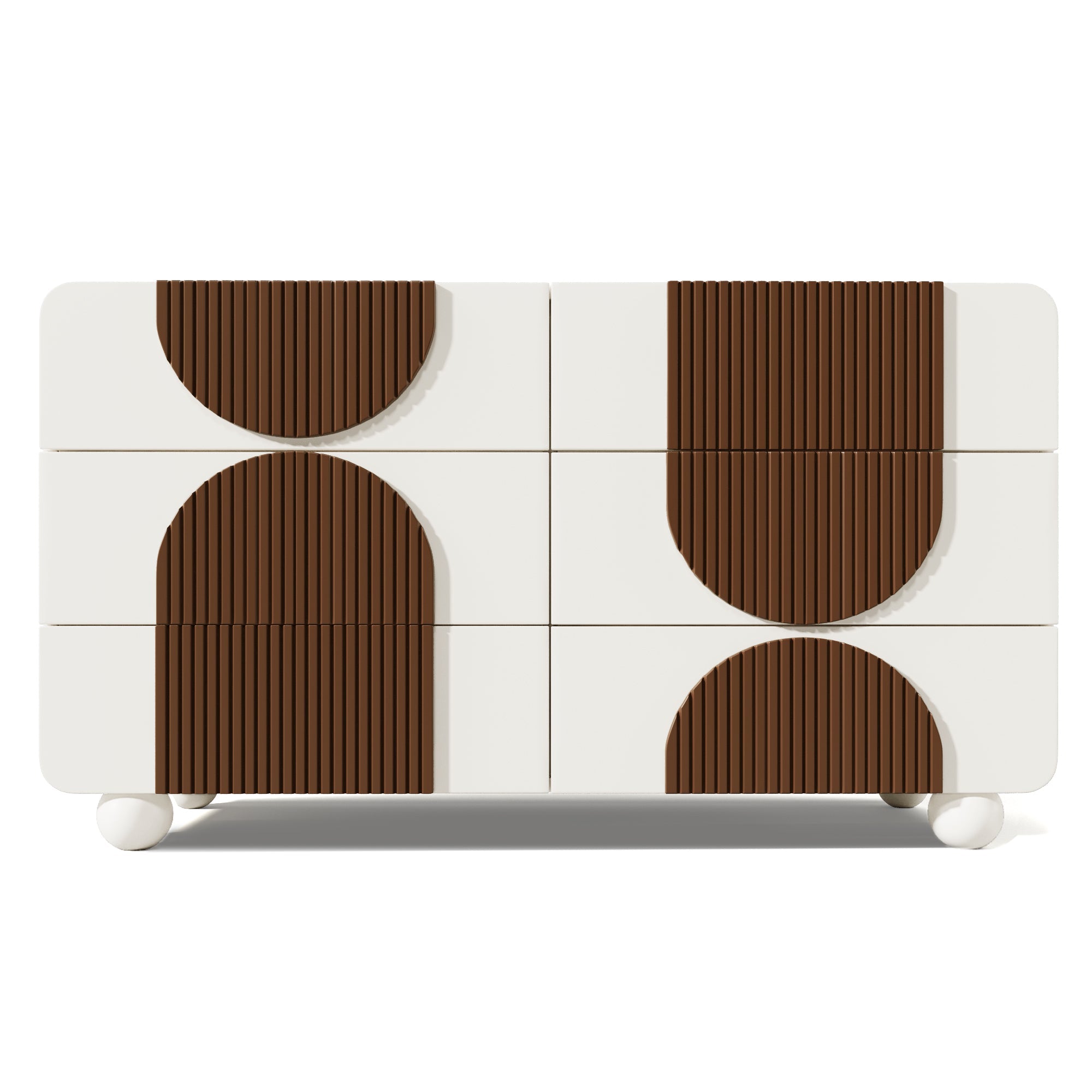Logidon ladekast 6 lades wit bruin houten latten 121x71x41 cm