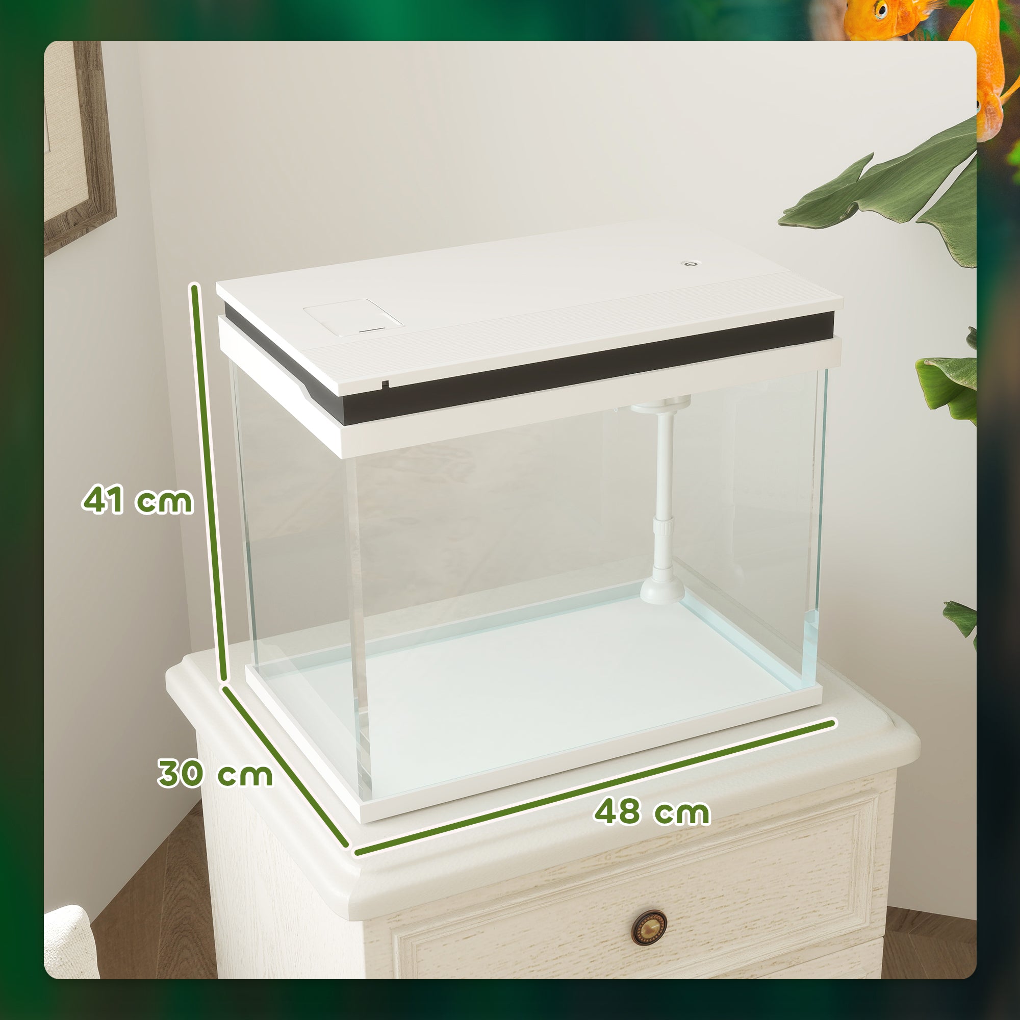 Logidon 41 liter glazen aquarium wit met filtersysteem en LED