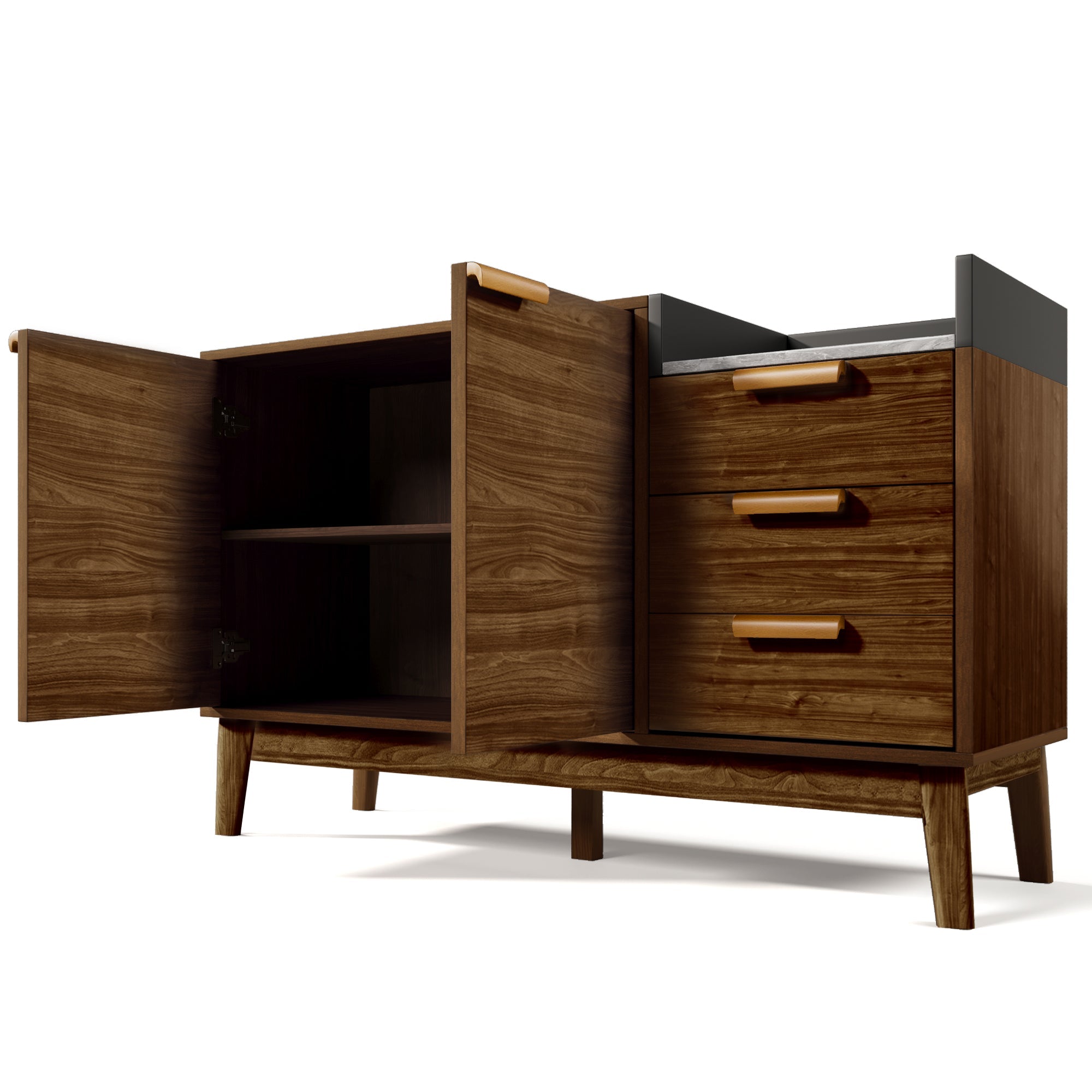 Logidon woonkamer ladekast eiken decor marmerlook blad 3 lades