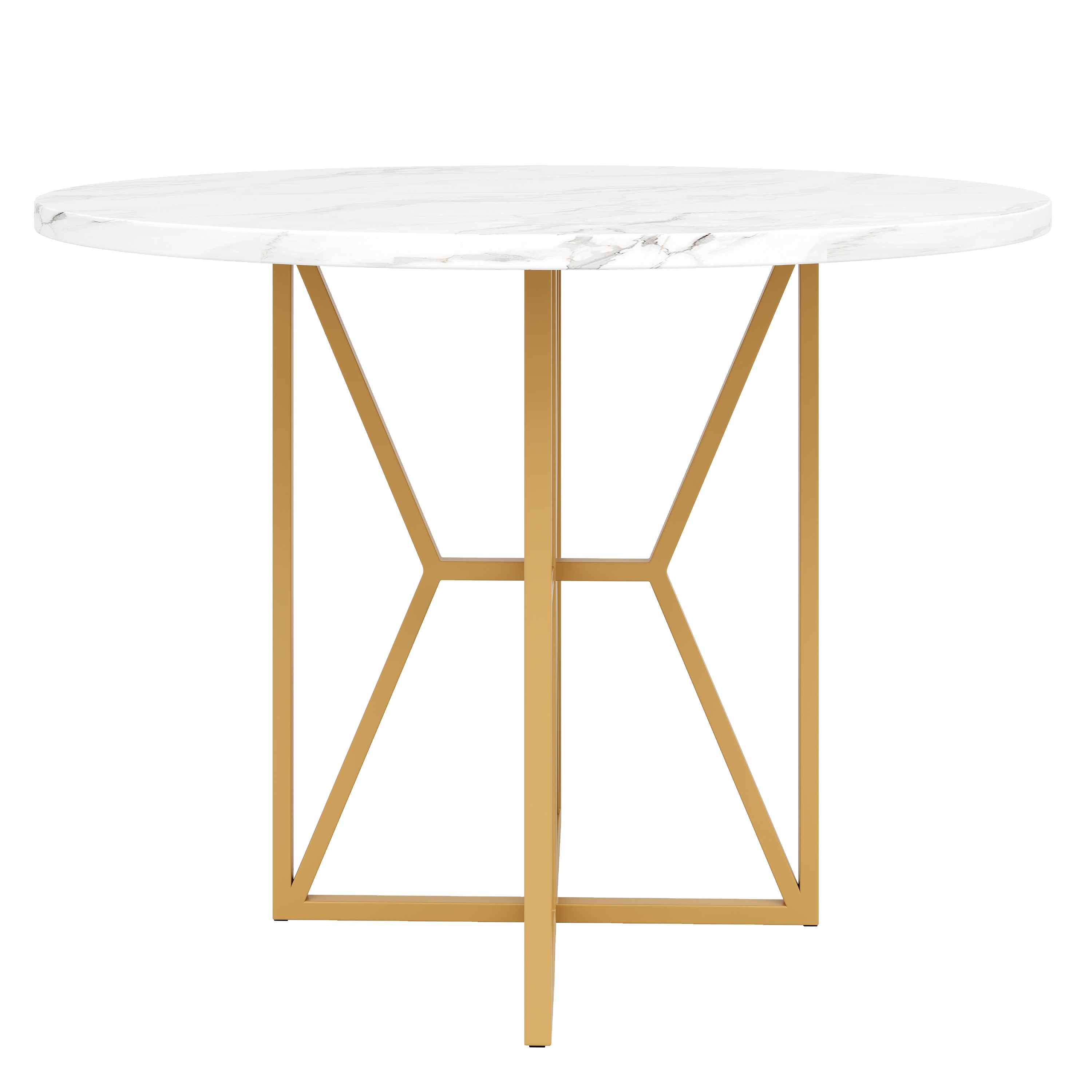 Logidon ronde eettafel 80x80 cm marmerlook gouden poten 4-6 personen