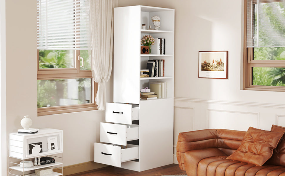 Logidon 180 cm smalle boekenkast wit met zijladen