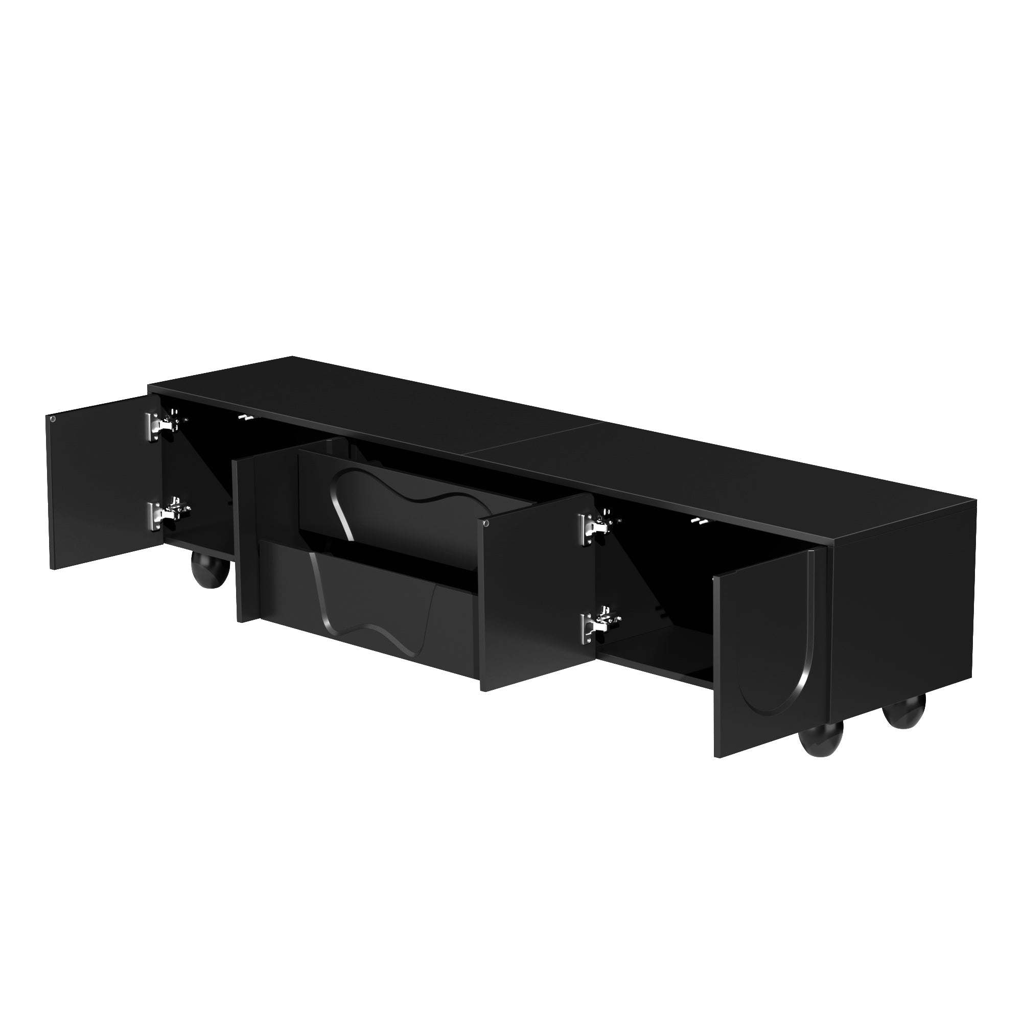 Logidon TV-meubel 180 cm Zwart Modern Kast met Houten Poten