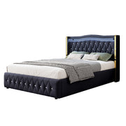 Logidon gestoffeerd bed 140x200 cm Velvet Black LED-verlichting
