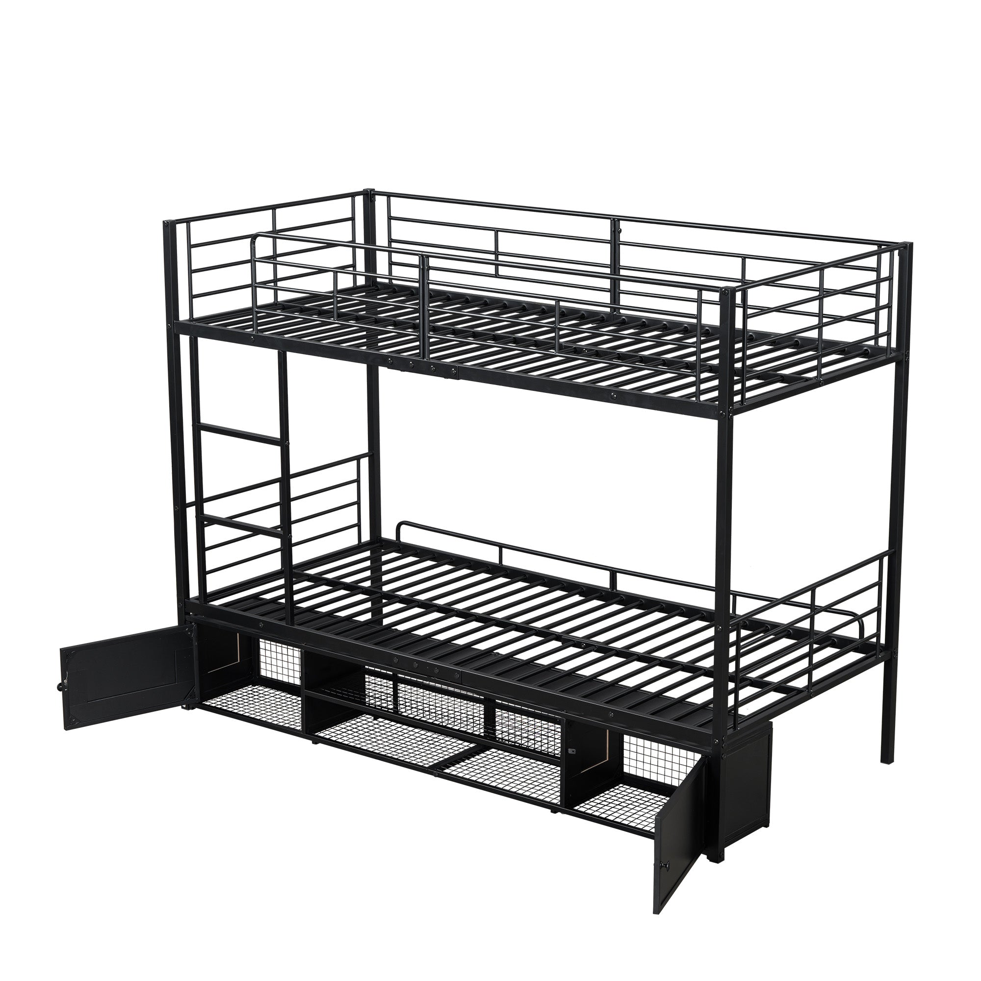 Logidon stapelbed ijzeren frame zwart 90x200 cm met schoenenrek