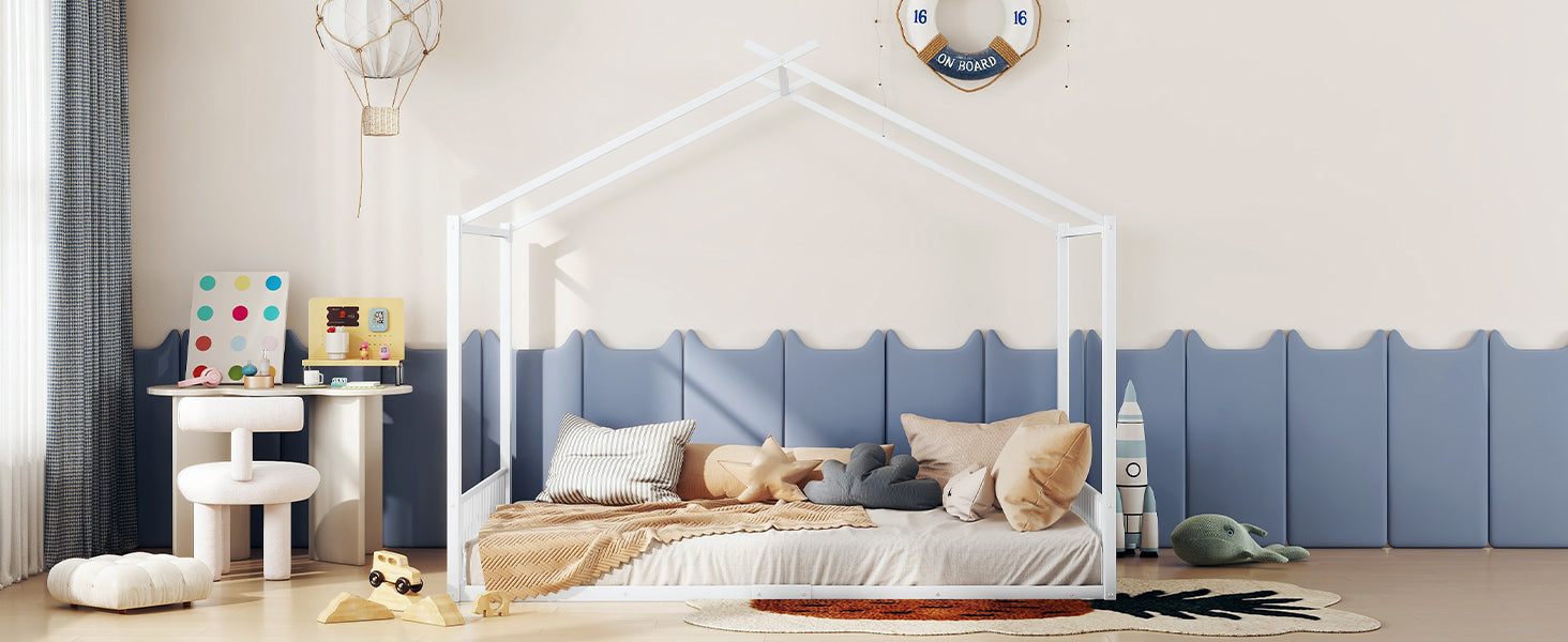Logidon gestoffeerd bed 140x200 cm zonder matras Wit ijzeren framebed