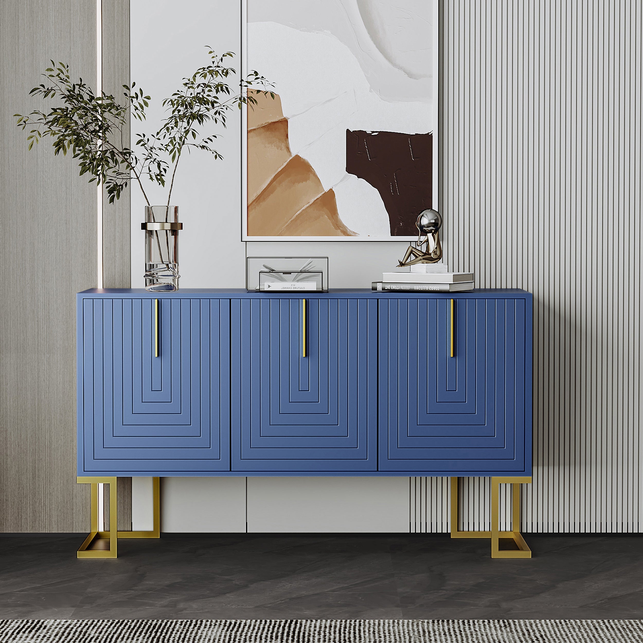 Logidon marineblauw dressoir met 3 deuren en verstelbare planken