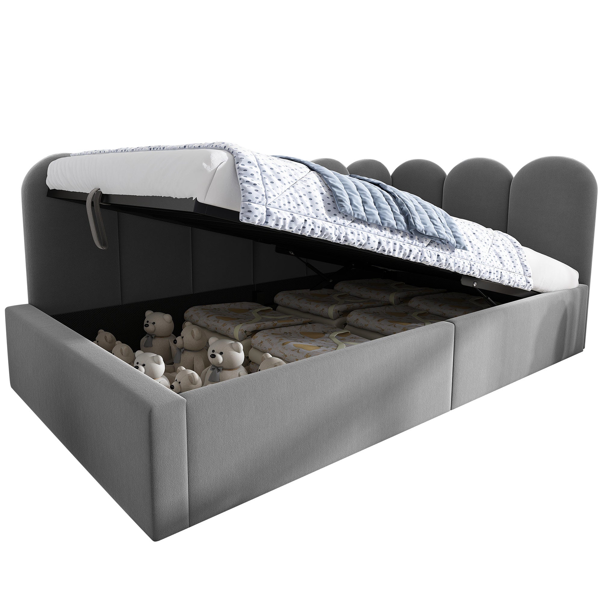 Logidon gestoffeerde dagbed 90x200 cm slaapbank met opbergruimte grijs fluweel
