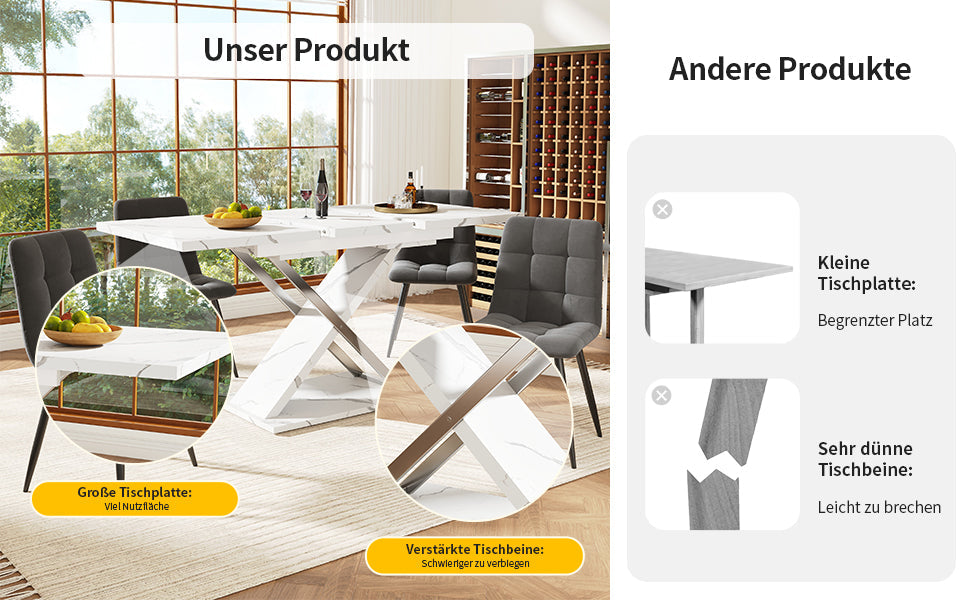 Logidon Uitschuifbare eettafel wit 118-157 cm met gekruiste poten