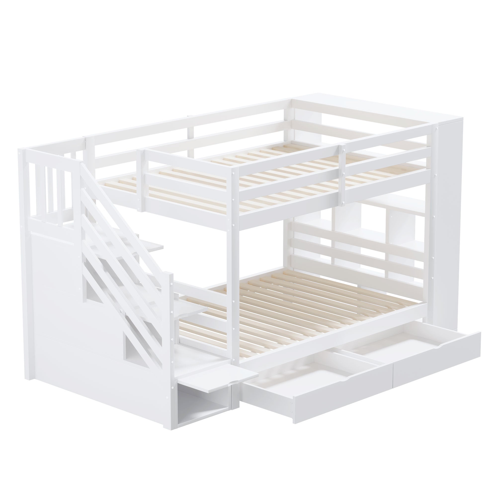 Logidon stapelbed 90x200 cm met veiligheidstrap en opbergruimte wit