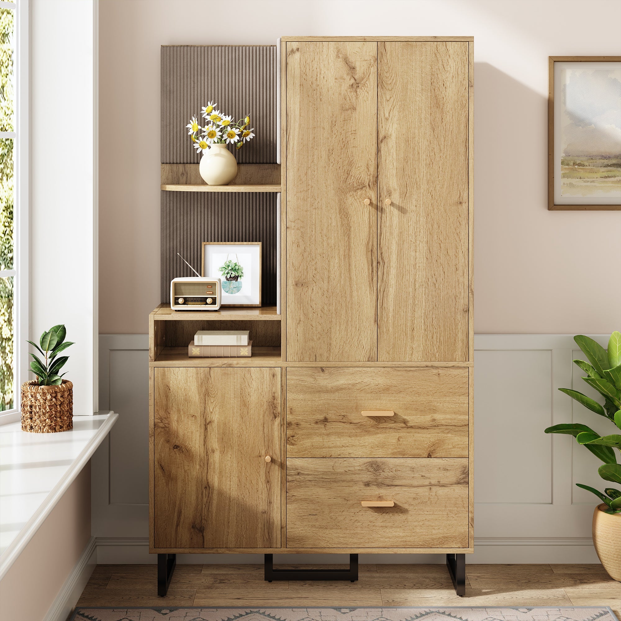 Logidon compacte kledingkast gewatteerde panelen 110 x 186 x 38 cm houtlook