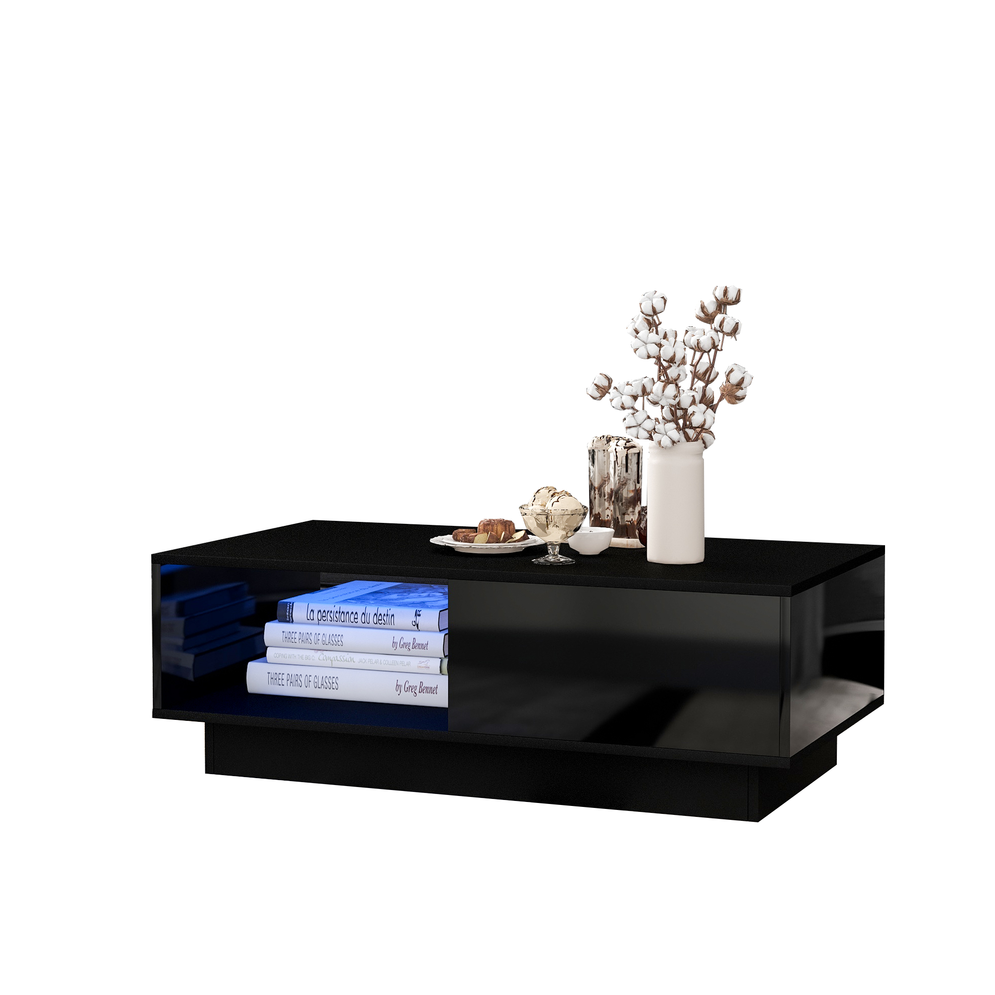 Logidon salontafel hoogglans zwart LED verlichting 15 kleuren 95x55x32