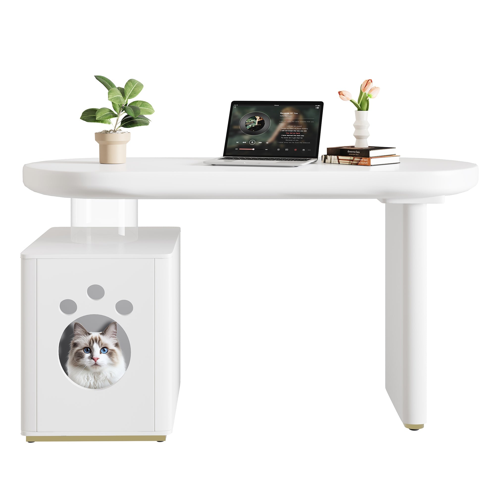 Logidon Bureau met Dierenbed Wit 117x50x76 cm