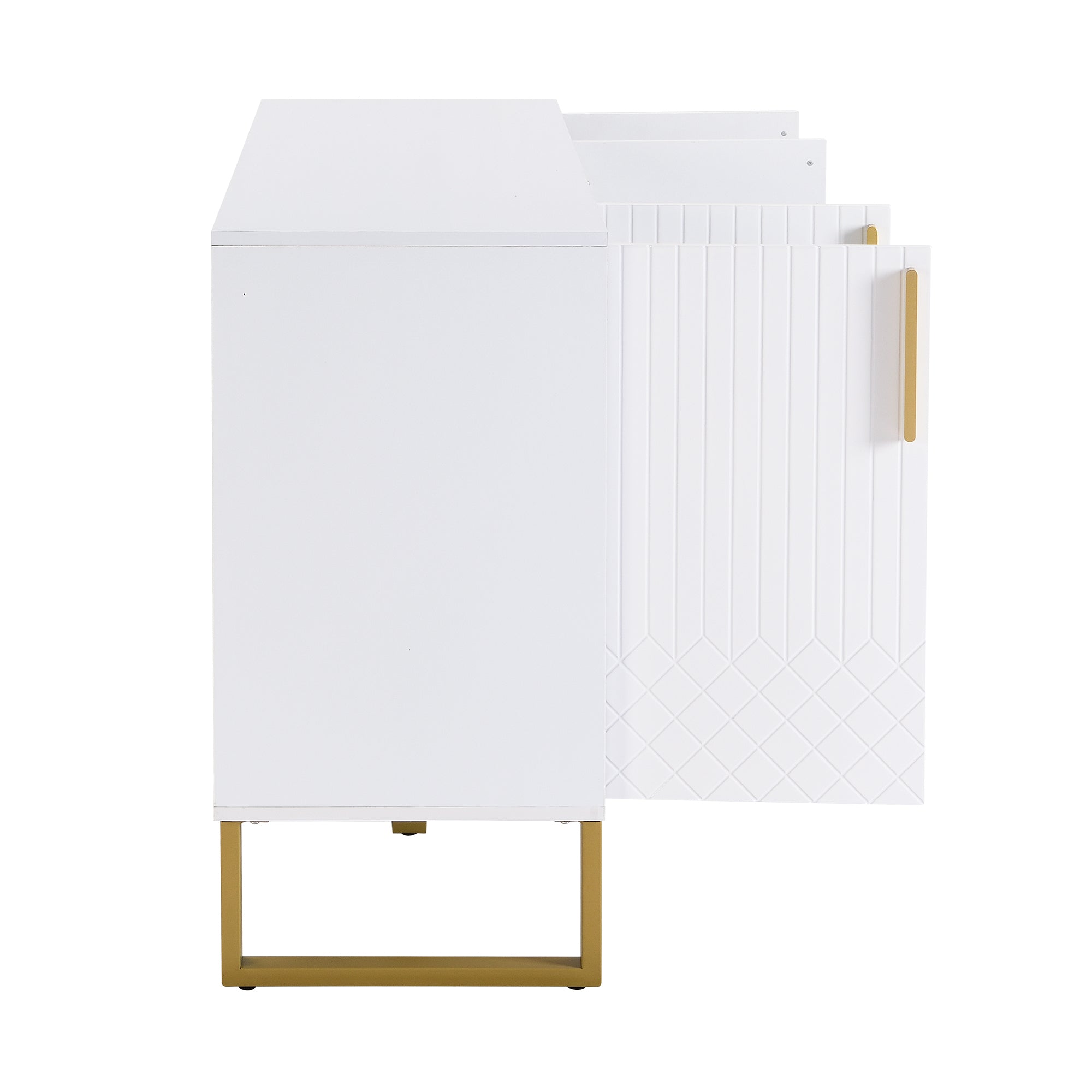 Logidon hoogglans dressoir wit 4 deuren geometrisch ontwerp 140x40x80
