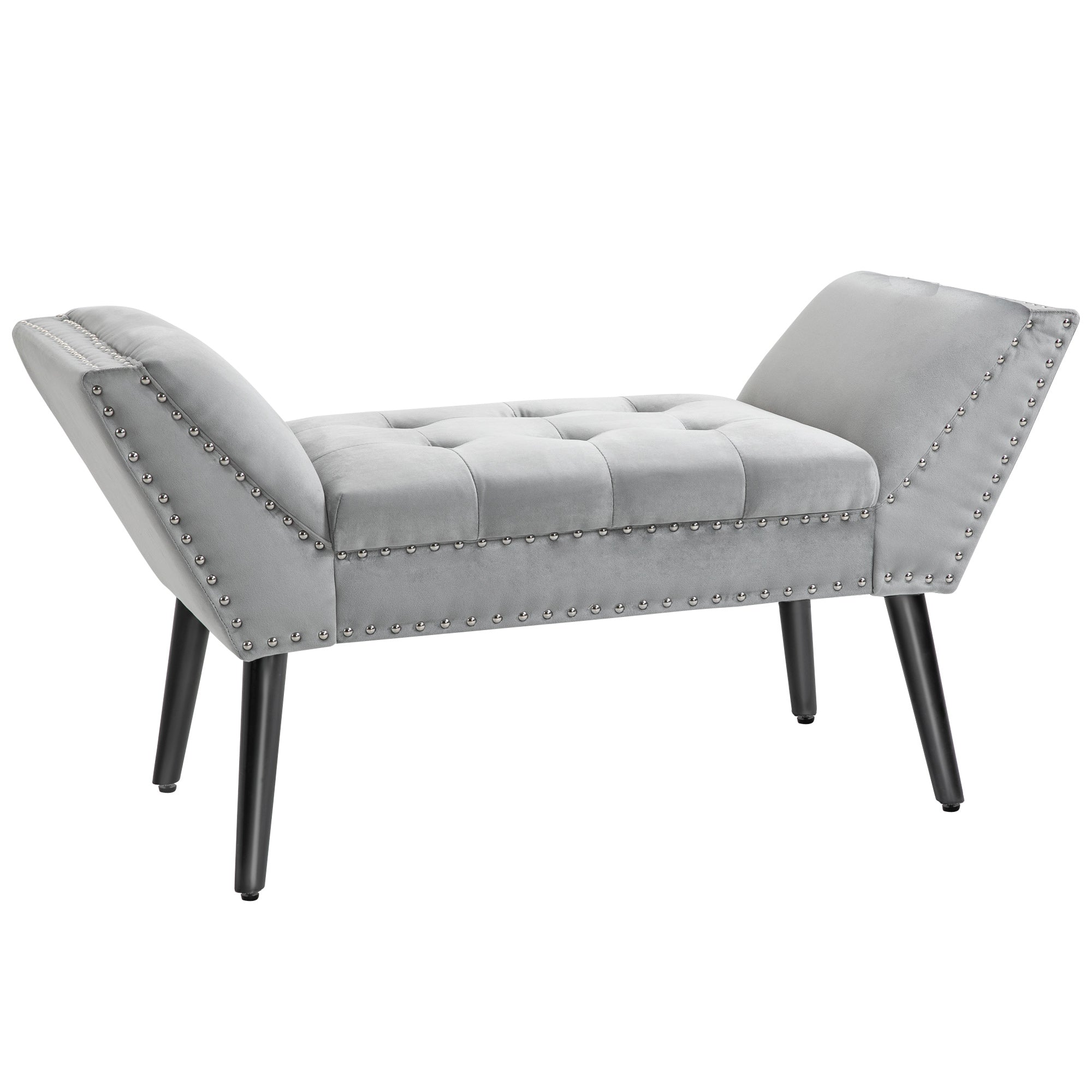 Logidon gestoffeerde bank lichtgrijs 114x46x56 cm met moderne fluwelen knopen