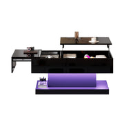 Logidon hoogglans liftsalontafel zwart 100x50x45 cm LED-verlichting