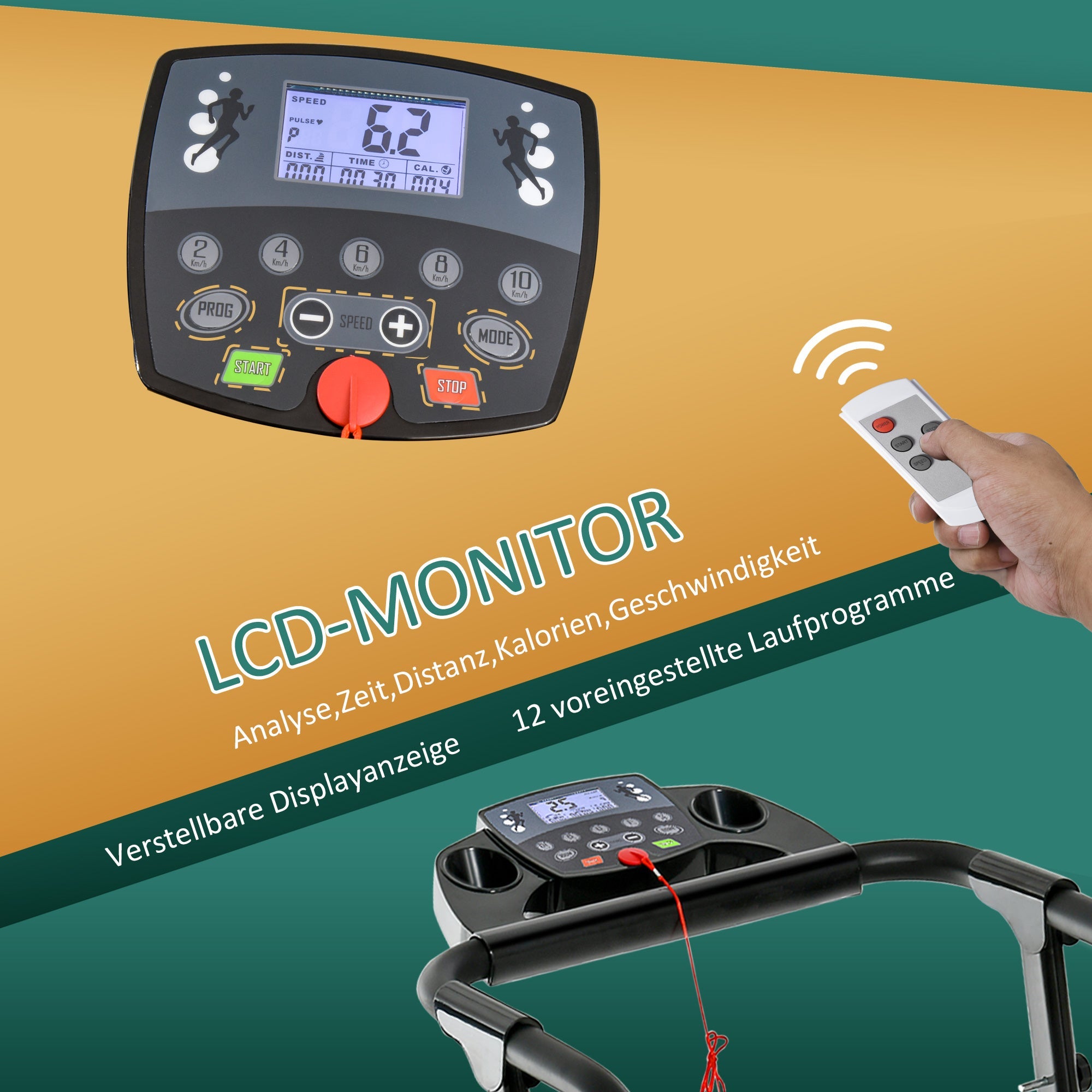 Logidon elektrische opvouwbare loopband 500W LCD-display zwart