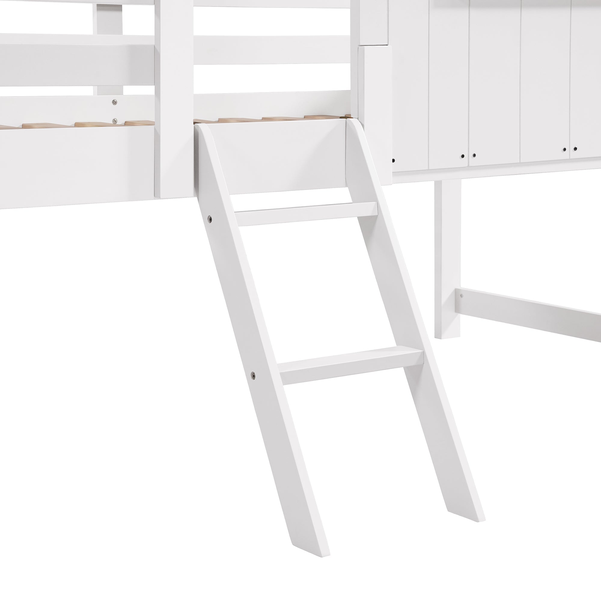 Logidon kinderbed halfhoogslaper met dakraam 90x200 wit naturel