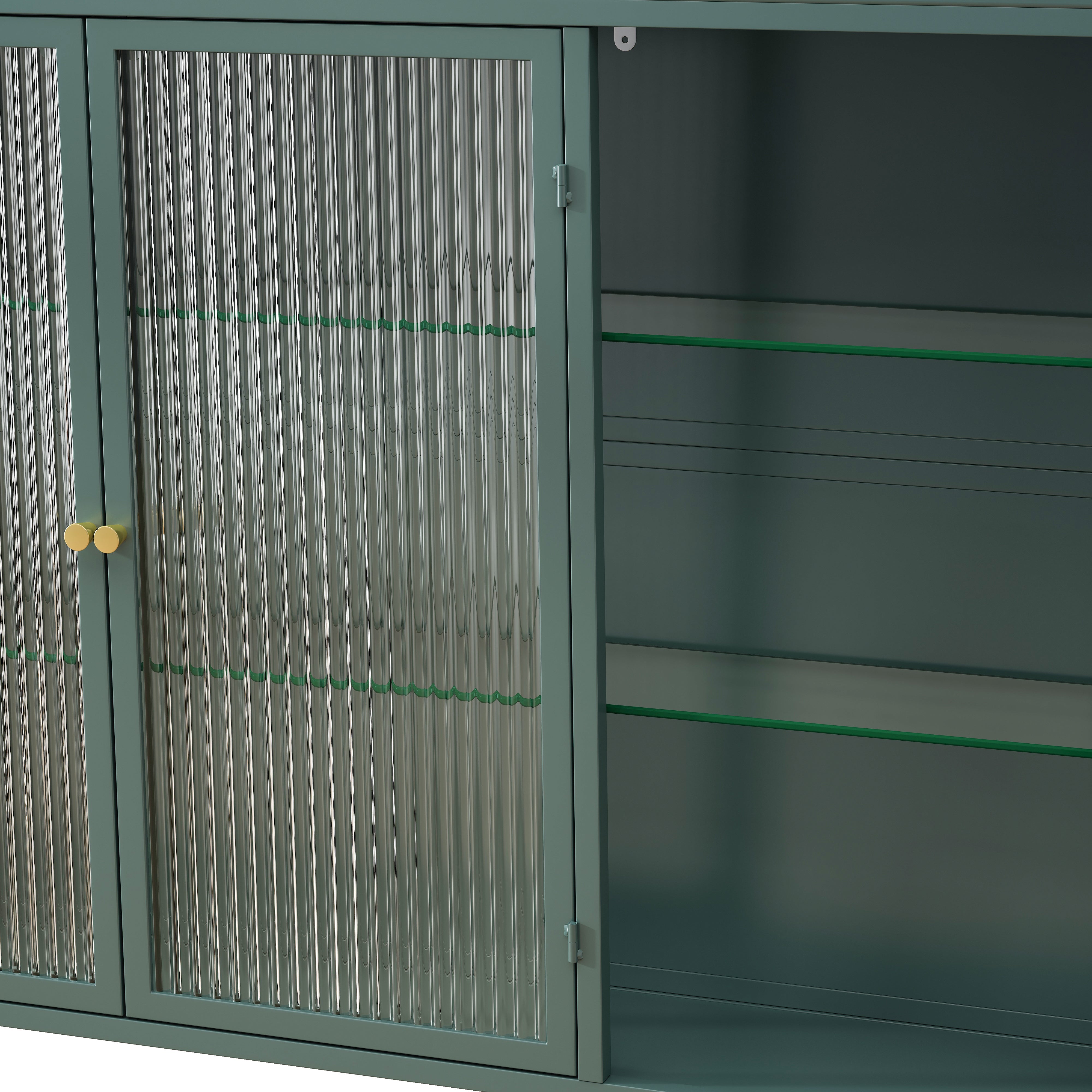 Logidon driedeurs gebogen glazen wandvitrine donkergroen