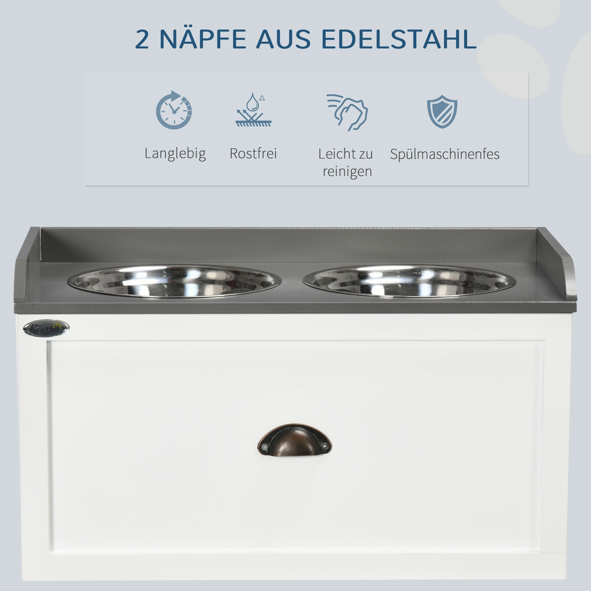 Logidon Voerstation Verhoogd 2x2L Kommen RVS Wit