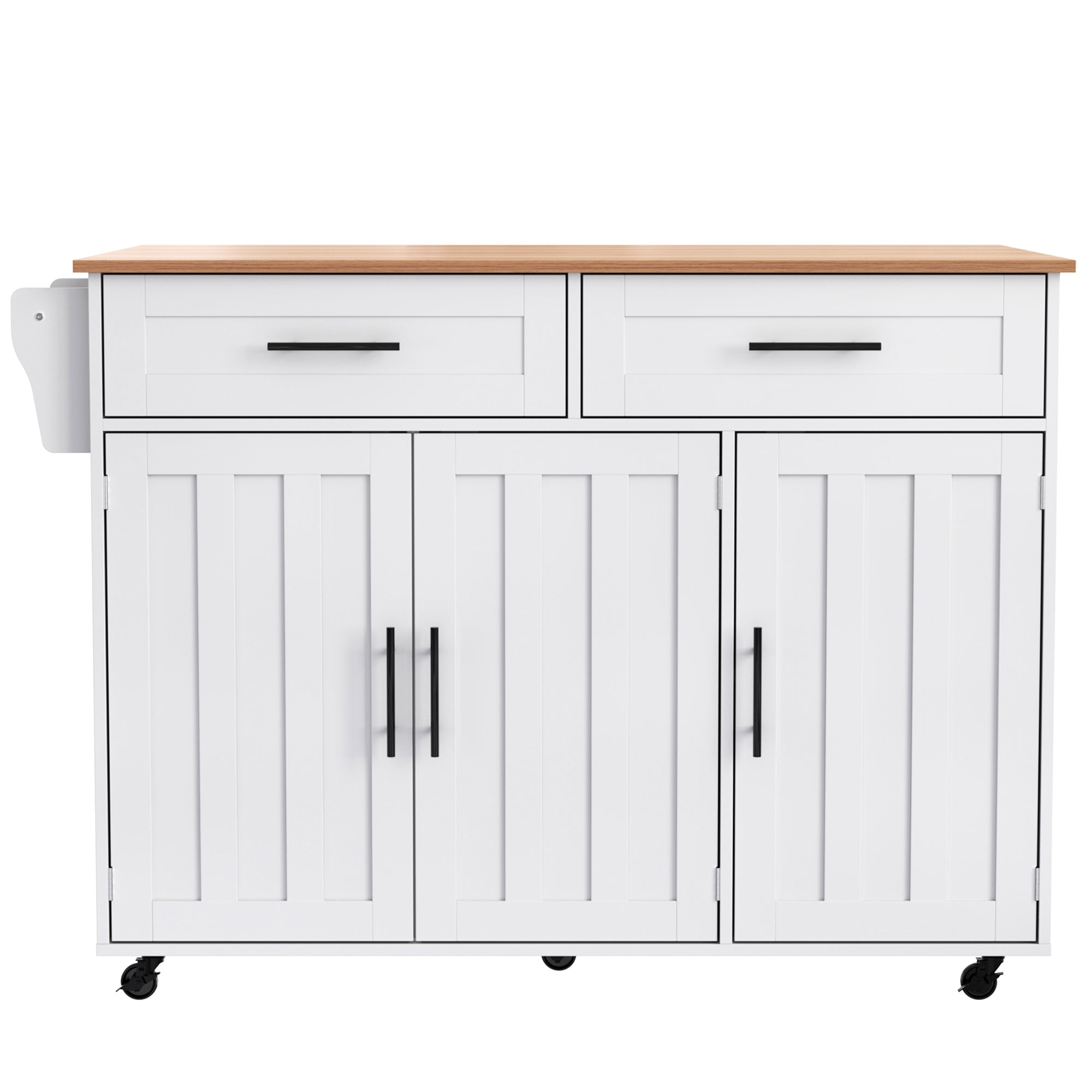 Logidon keukeneiland 129x46 cm met opklapbaar tafelblad, 5 wielen, wit