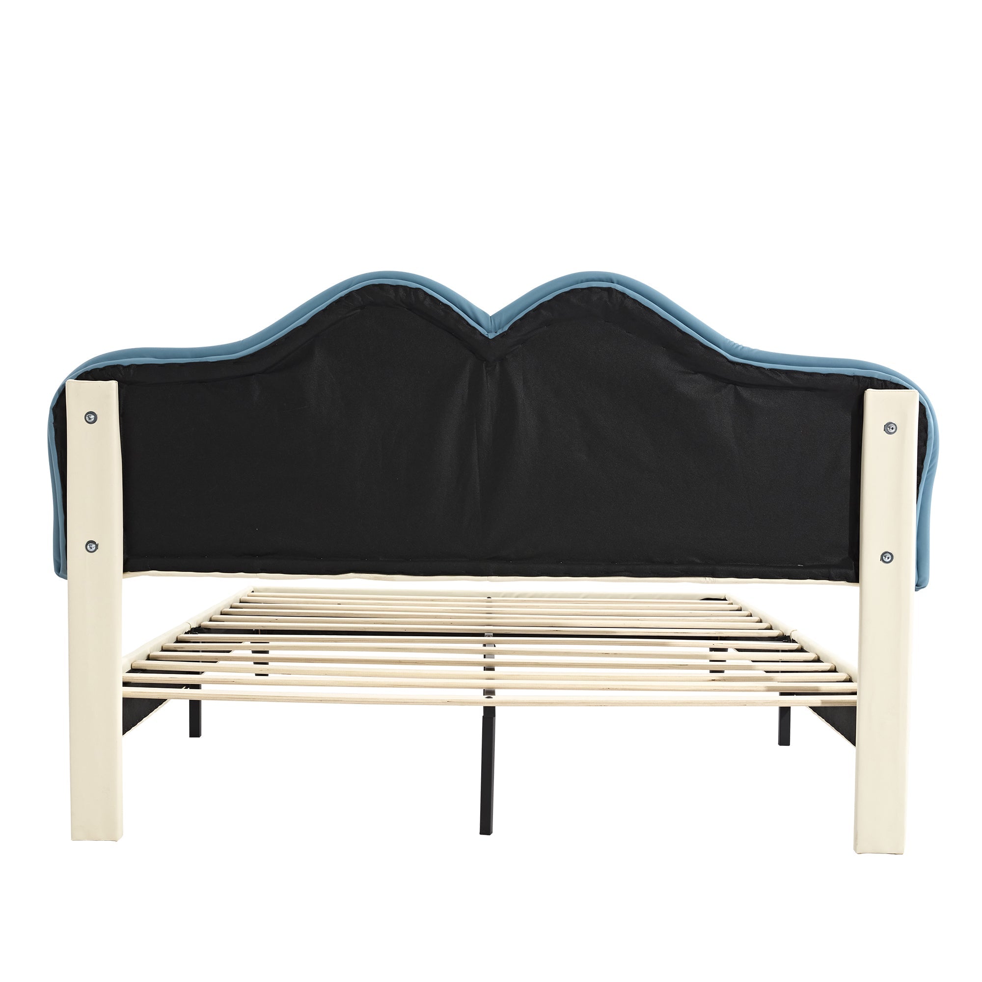 Logidon gestoffeerd bed 140x200 wit blauw met zachte beschermranden