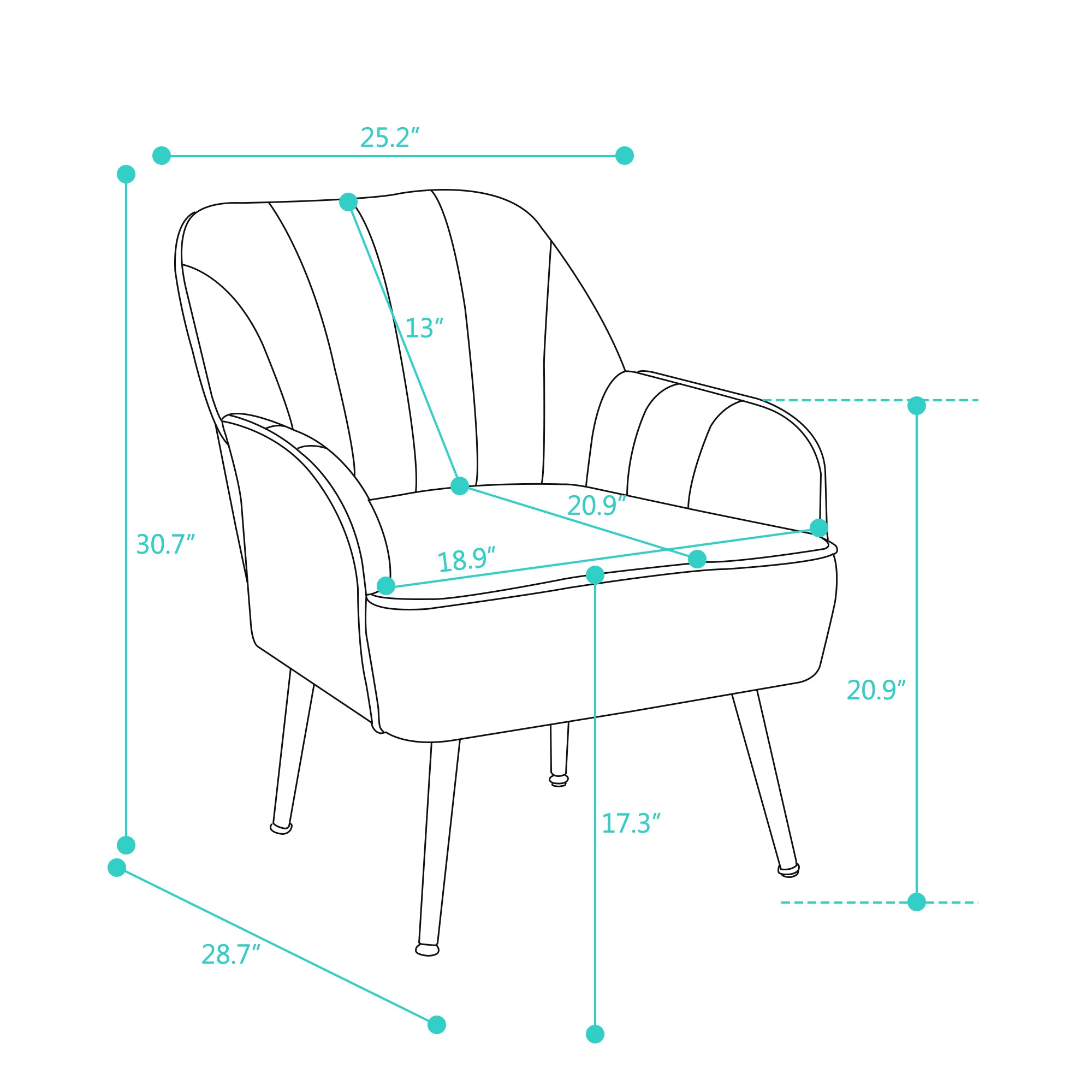 Logidon Velvet Lounge Chair Oranje Moderne Retrostijl