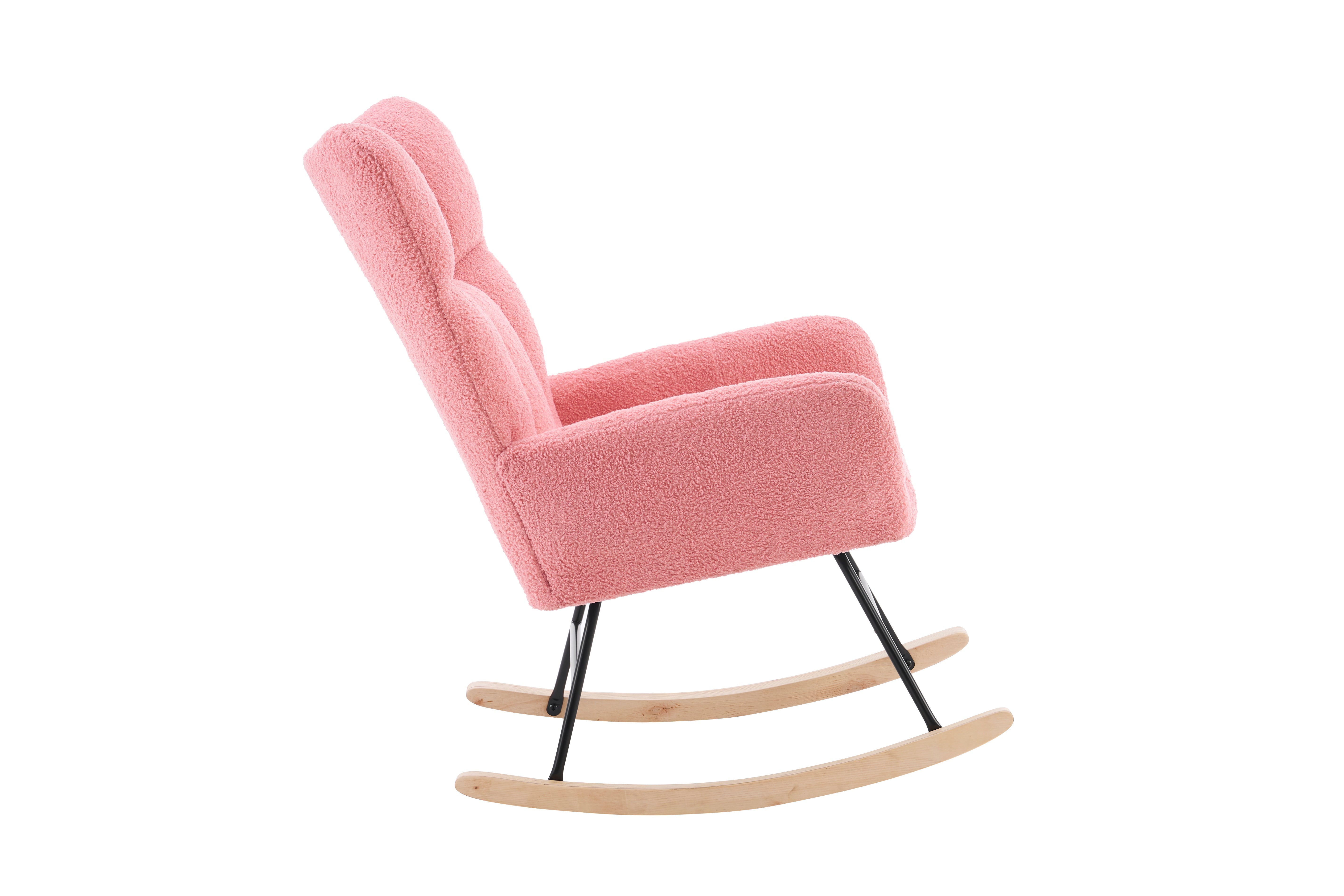 Logidon Moderne Schommelstoel Roze Met Hoge Rugleuning