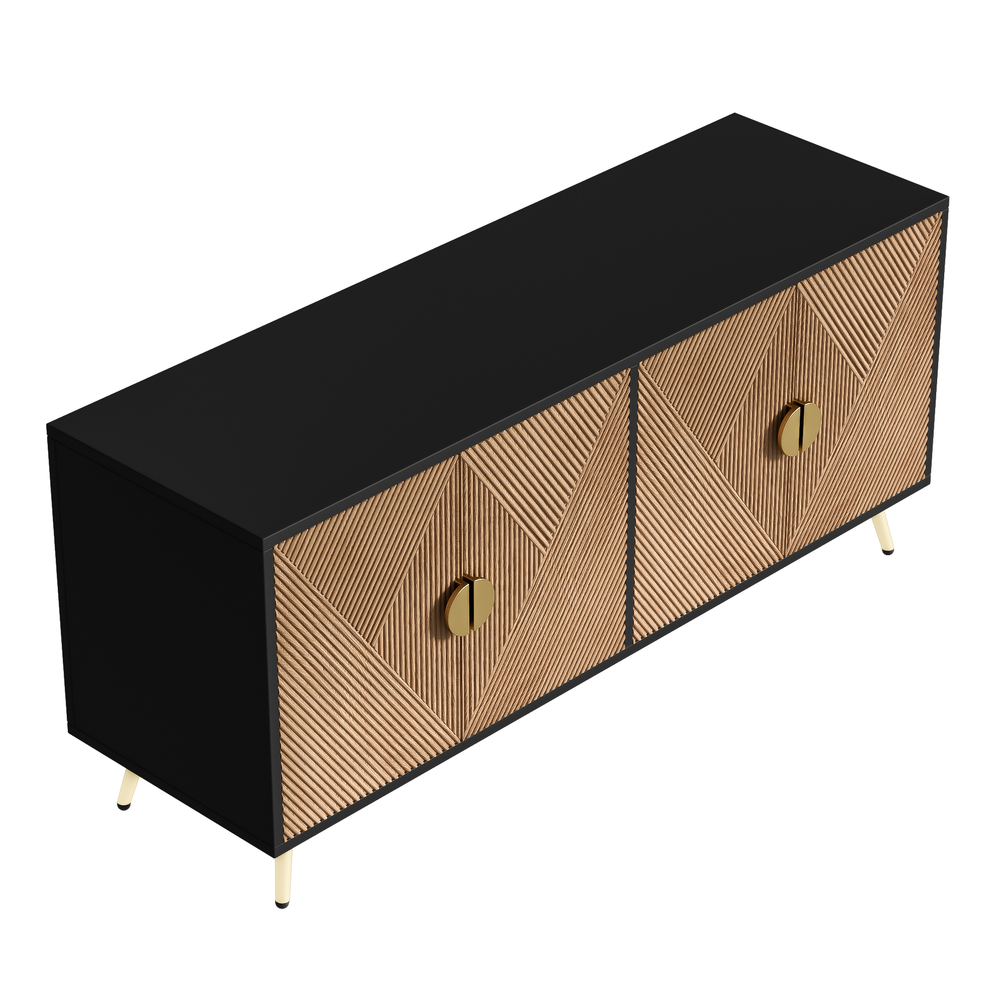 Logidon Dressoir 160 cm Bruin Vier Deuren Met Gouden Handgrepen