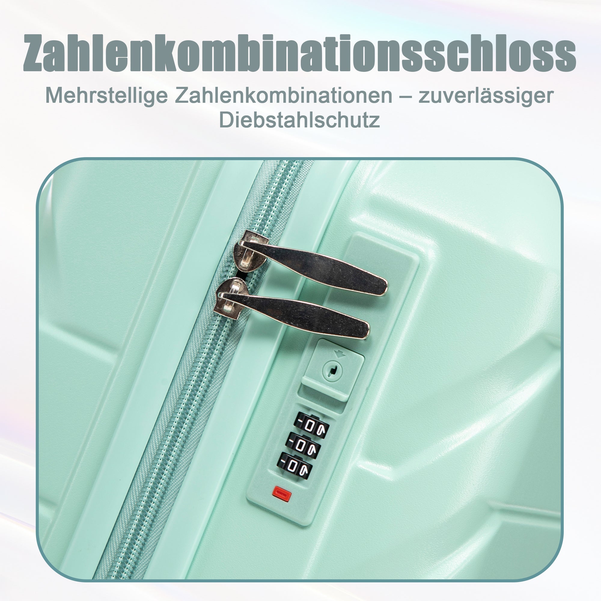 Logidon 14 en 19 inch ABS spinner kofferset mintgroen 2-delig