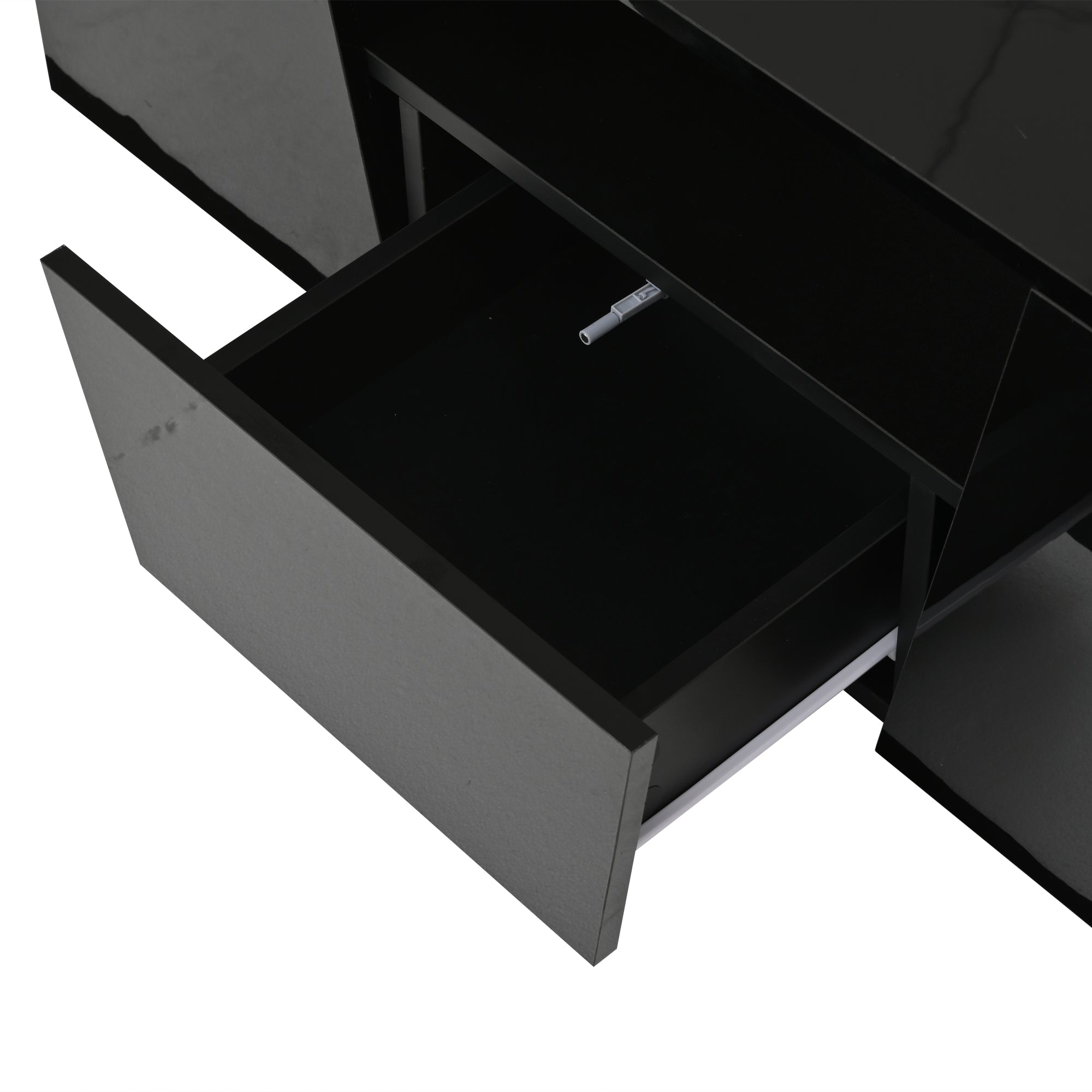 Logidon coffee table 100x50x40 cm black with LED 2 cabinets 1 drawer