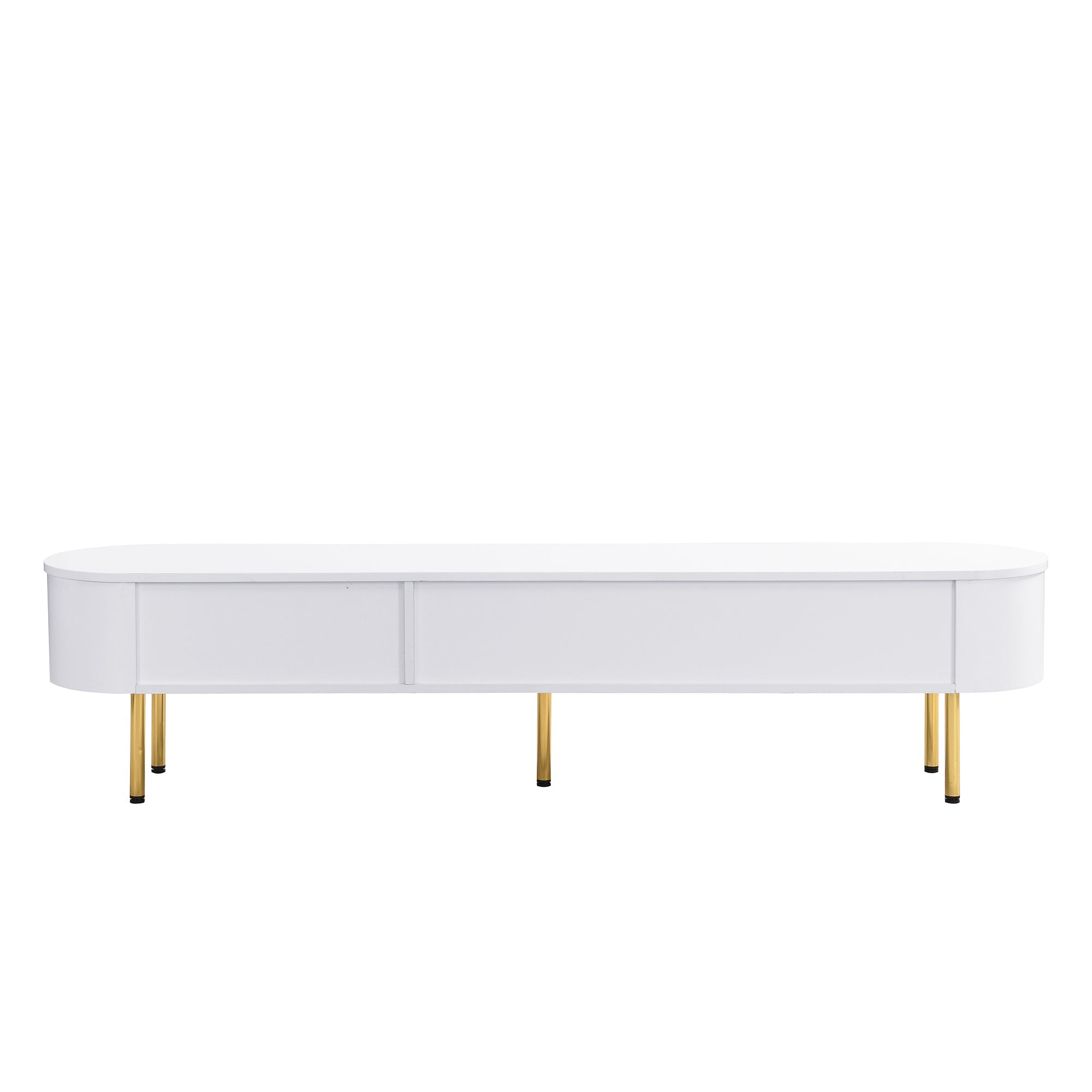 Logidon lowboard TV furniture 174 cm white glossy with golden handles