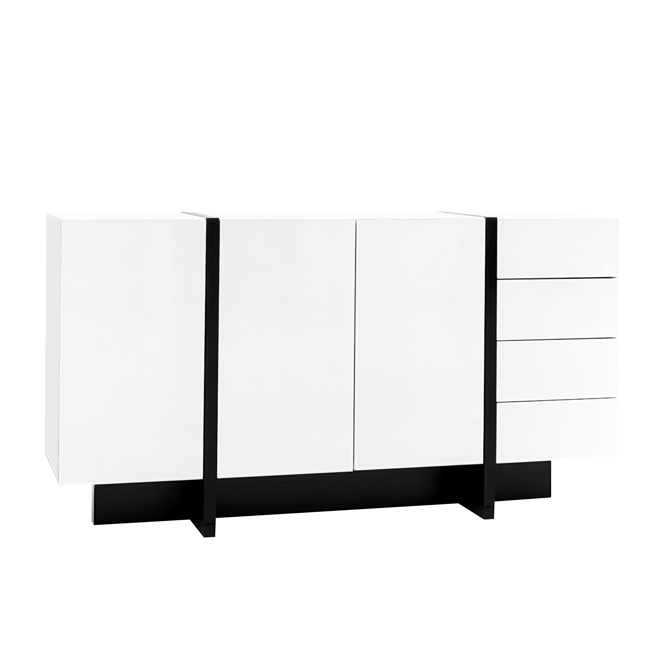 Logidon wit hoogglans dressoir 150x40x80,5 2 deuren 4 lades