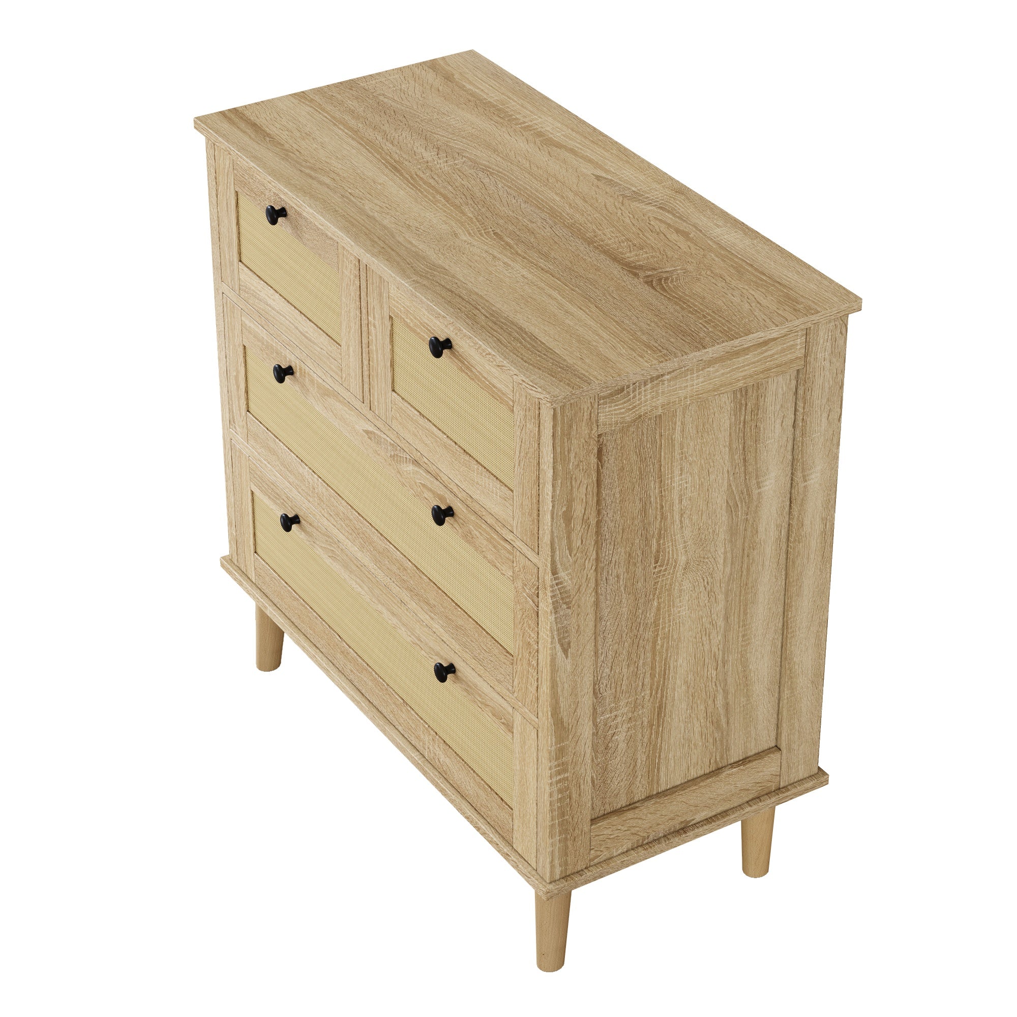 Logidon ladekast met 4 lades en rotan front naturel 80x40x80 cm