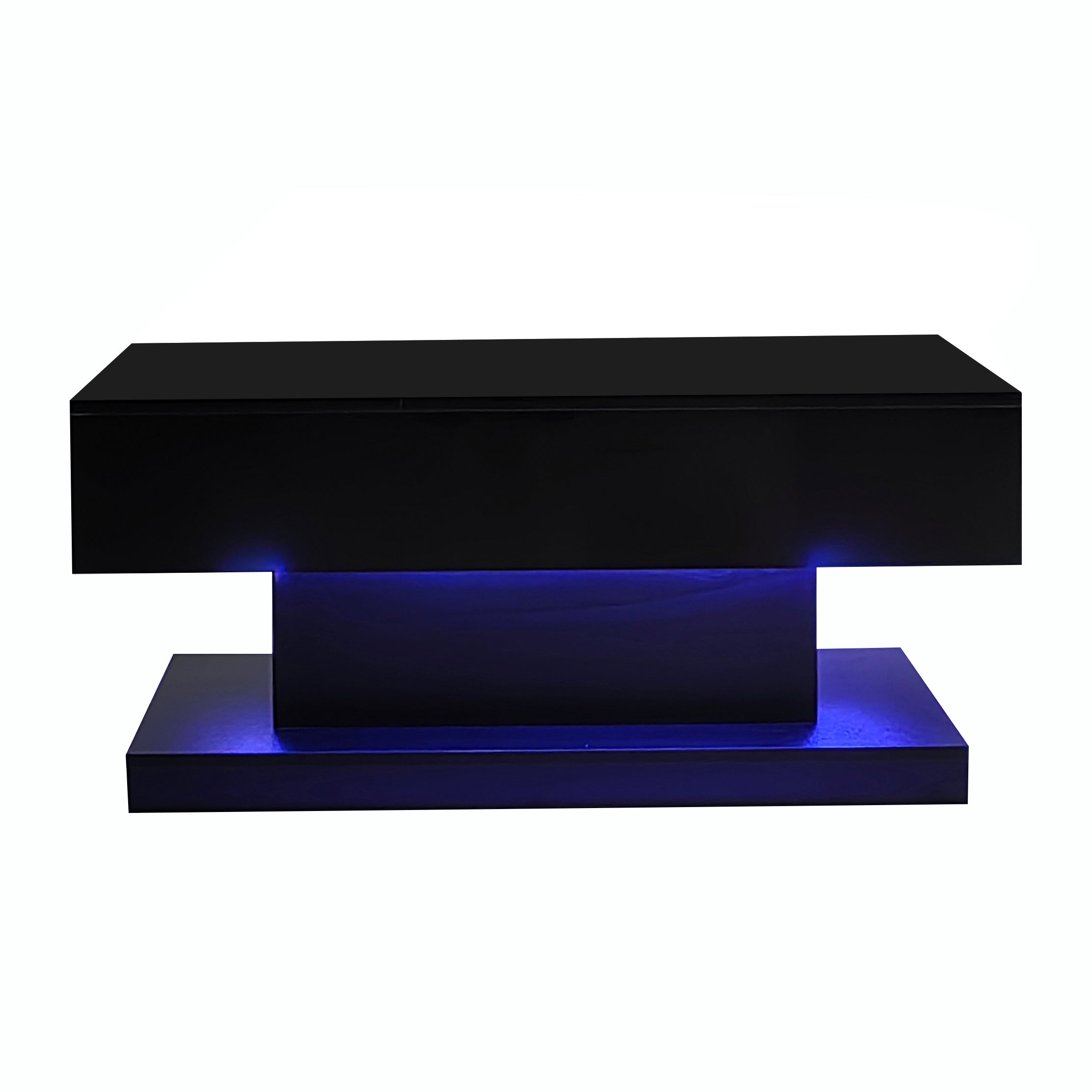 Logidon hoogglans liftsalontafel zwart 100x50x45 cm LED-verlichting