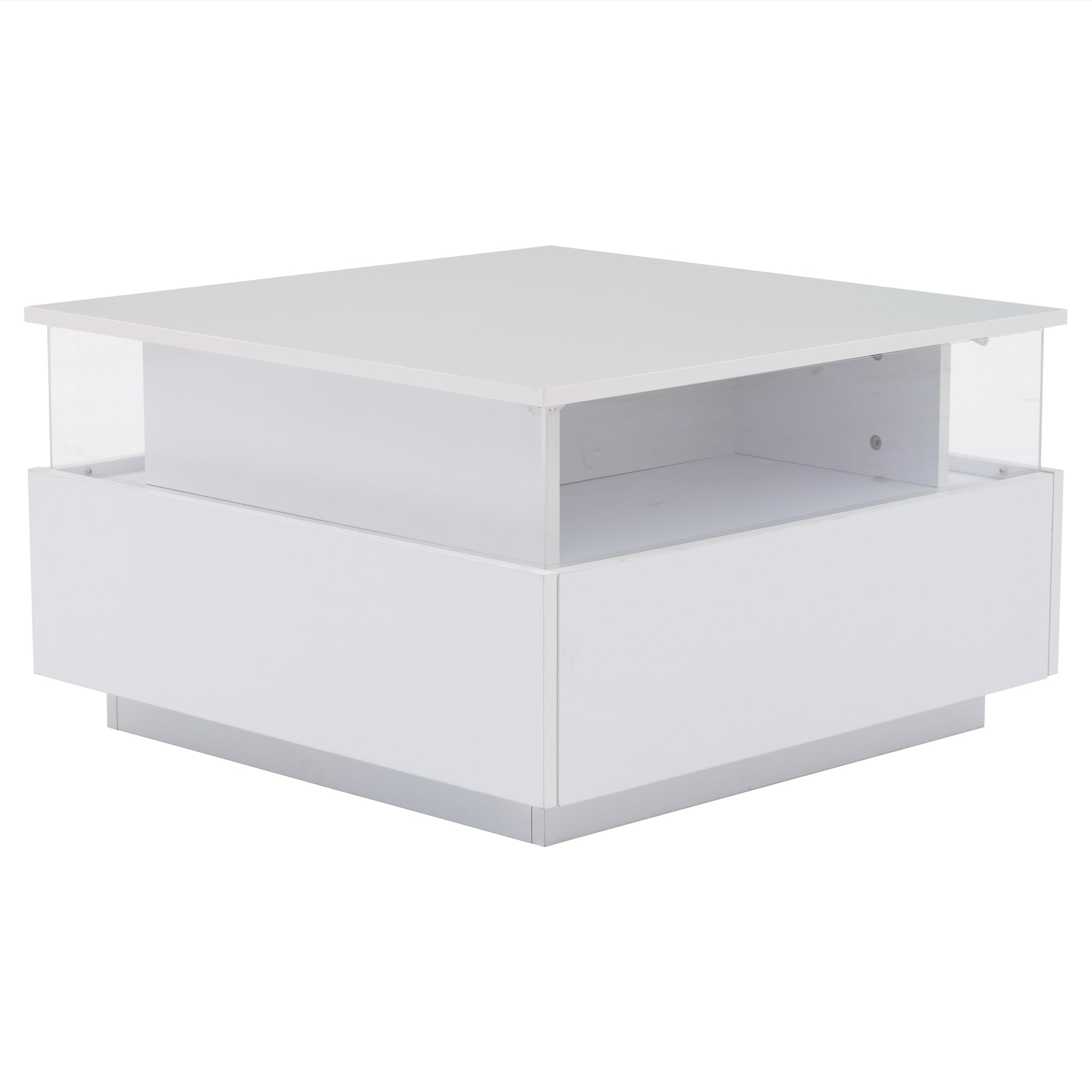 Logidon witte hoogglans salontafel 70x70x41 cm met LED-verlichting